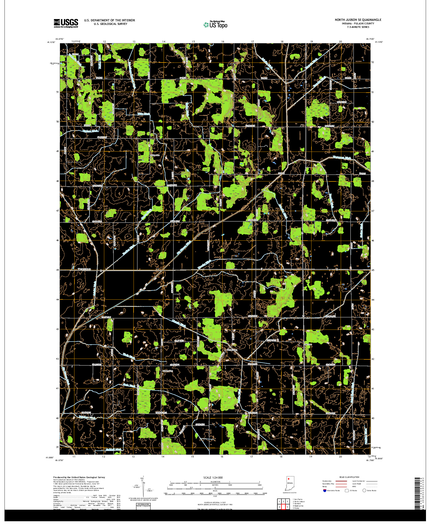 USGS US TOPO 7.5-MINUTE MAP FOR NORTH JUDSON SE, IN 2019