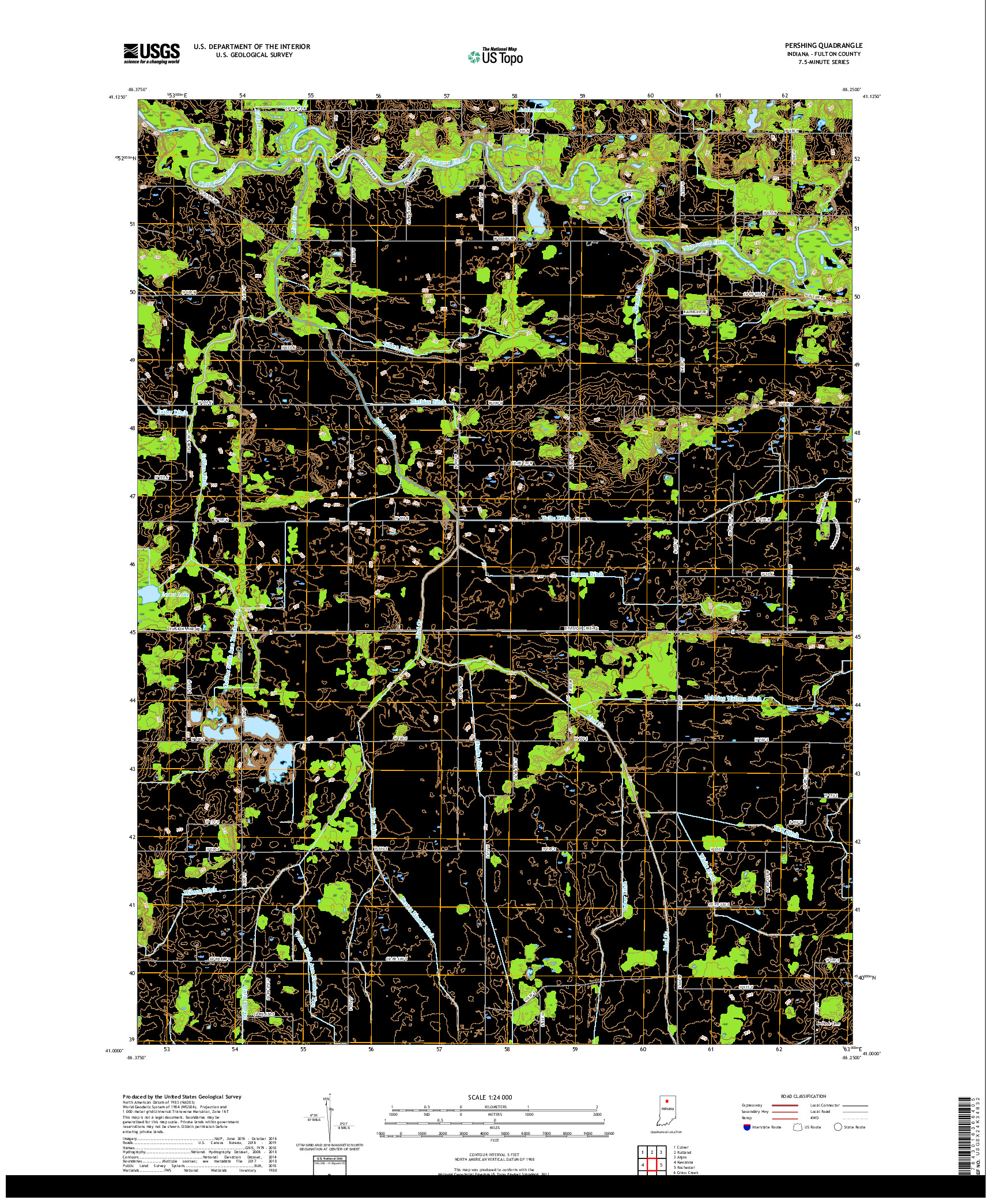 USGS US TOPO 7.5-MINUTE MAP FOR PERSHING, IN 2019