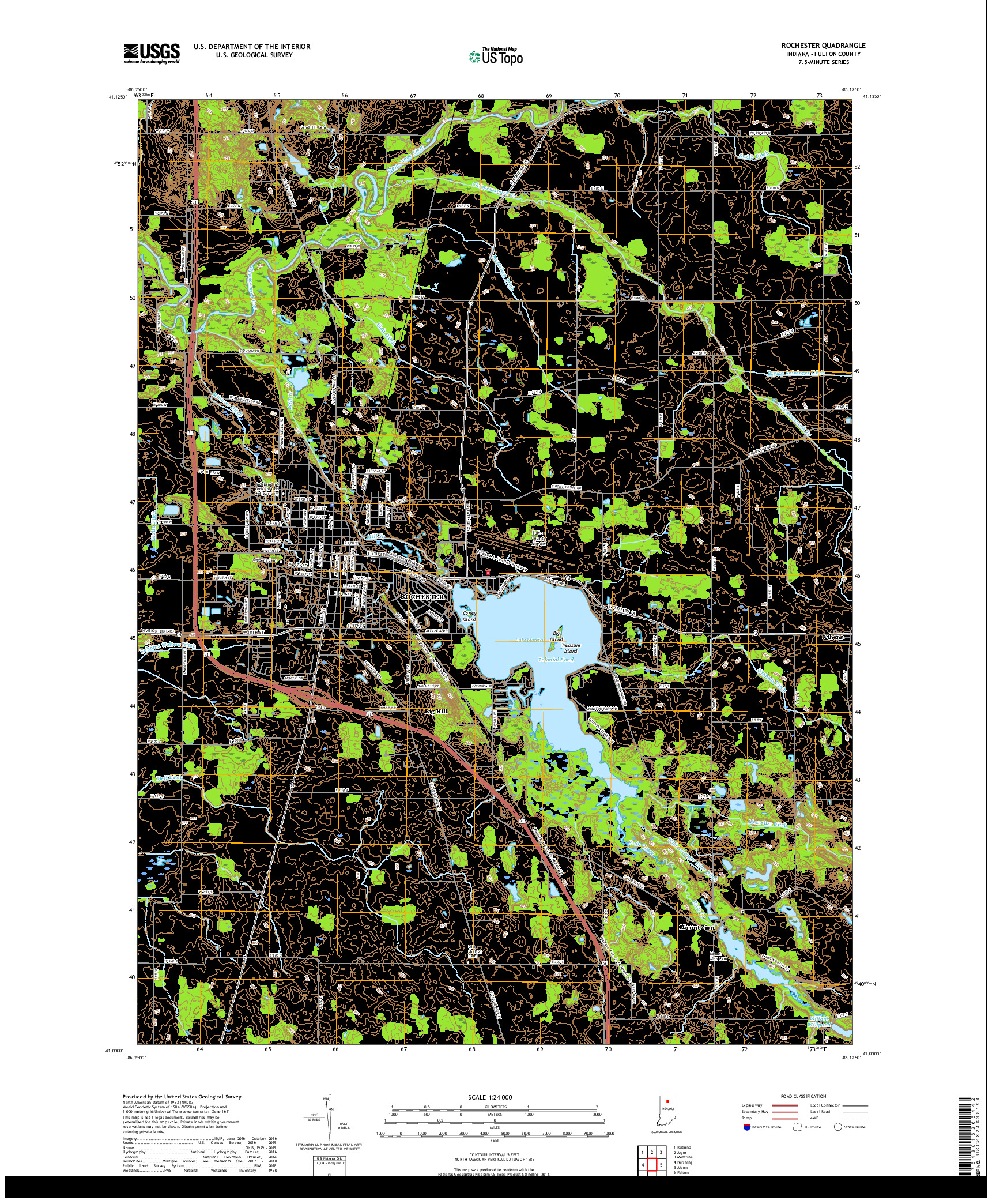 USGS US TOPO 7.5-MINUTE MAP FOR ROCHESTER, IN 2019