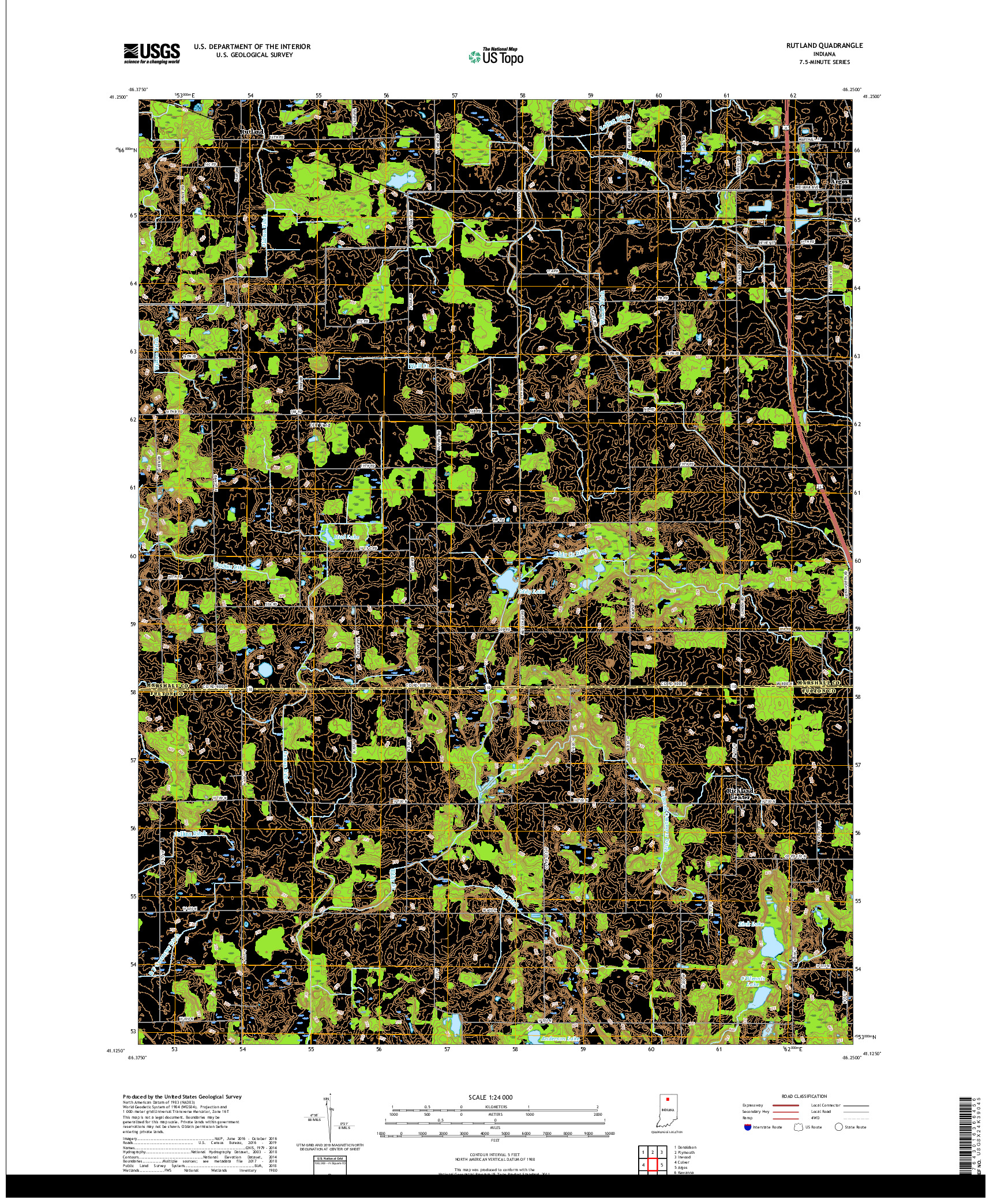 USGS US TOPO 7.5-MINUTE MAP FOR RUTLAND, IN 2019