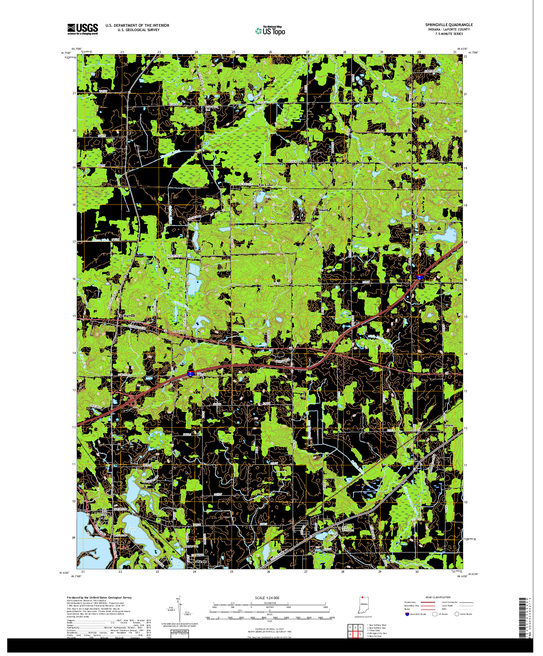 USGS US TOPO 7.5-MINUTE MAP FOR SPRINGVILLE, IN 2019