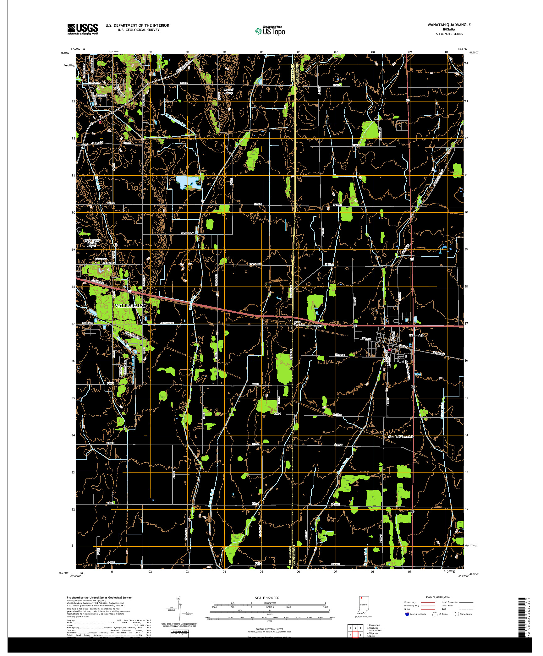 USGS US TOPO 7.5-MINUTE MAP FOR WANATAH, IN 2019