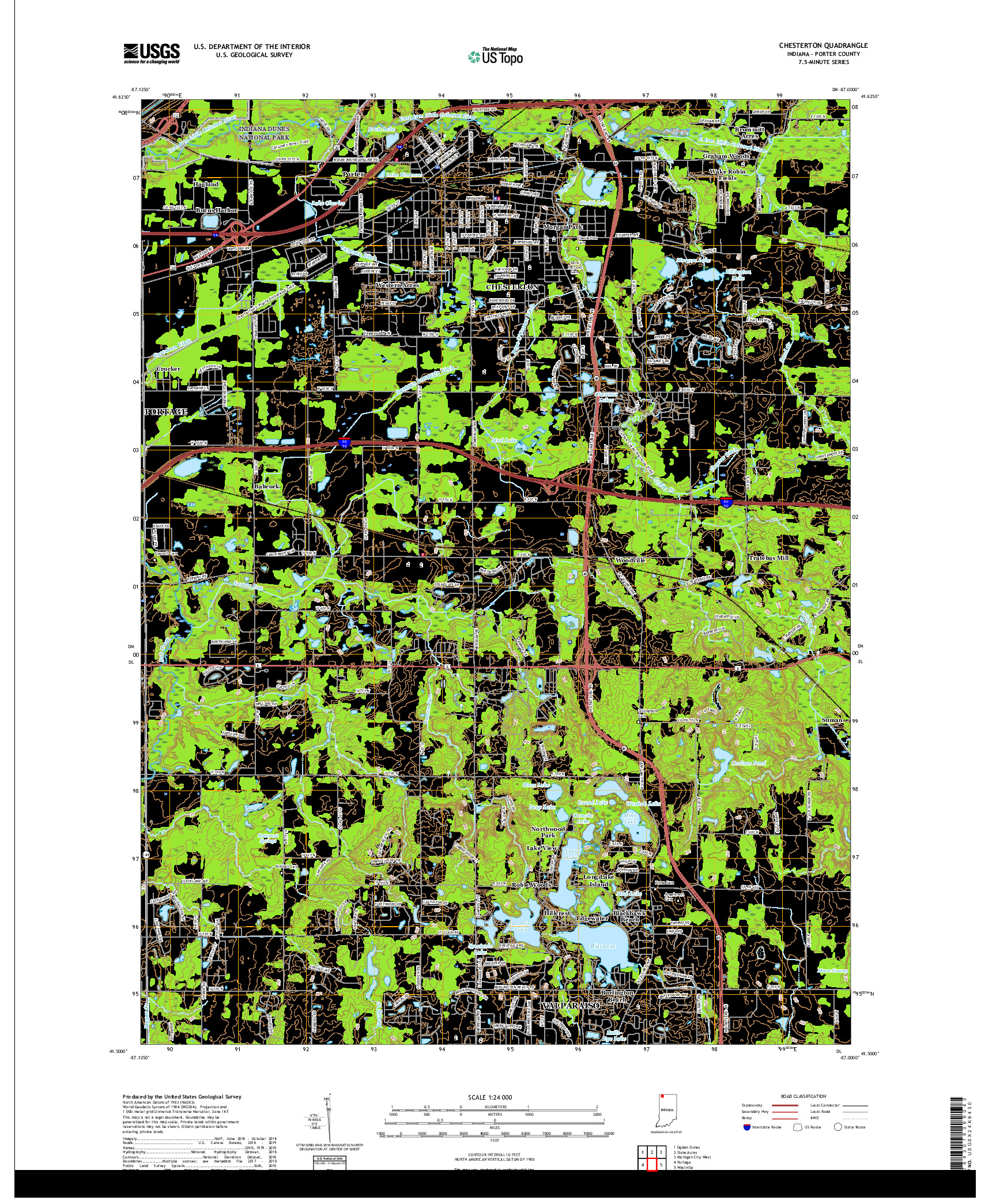 USGS US TOPO 7.5-MINUTE MAP FOR CHESTERTON, IN 2019