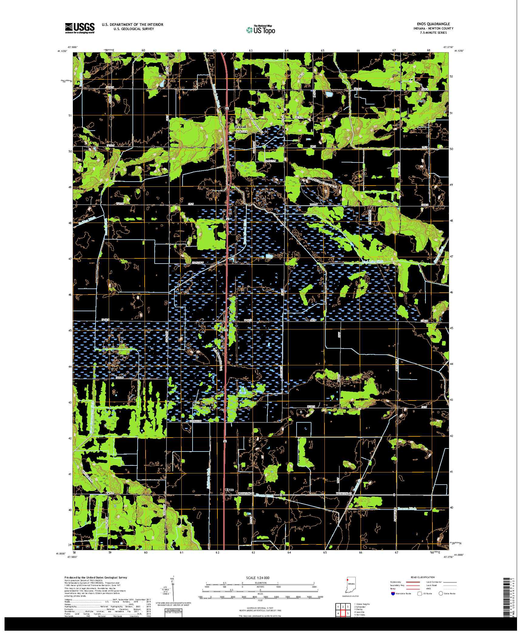 USGS US TOPO 7.5-MINUTE MAP FOR ENOS, IN 2019