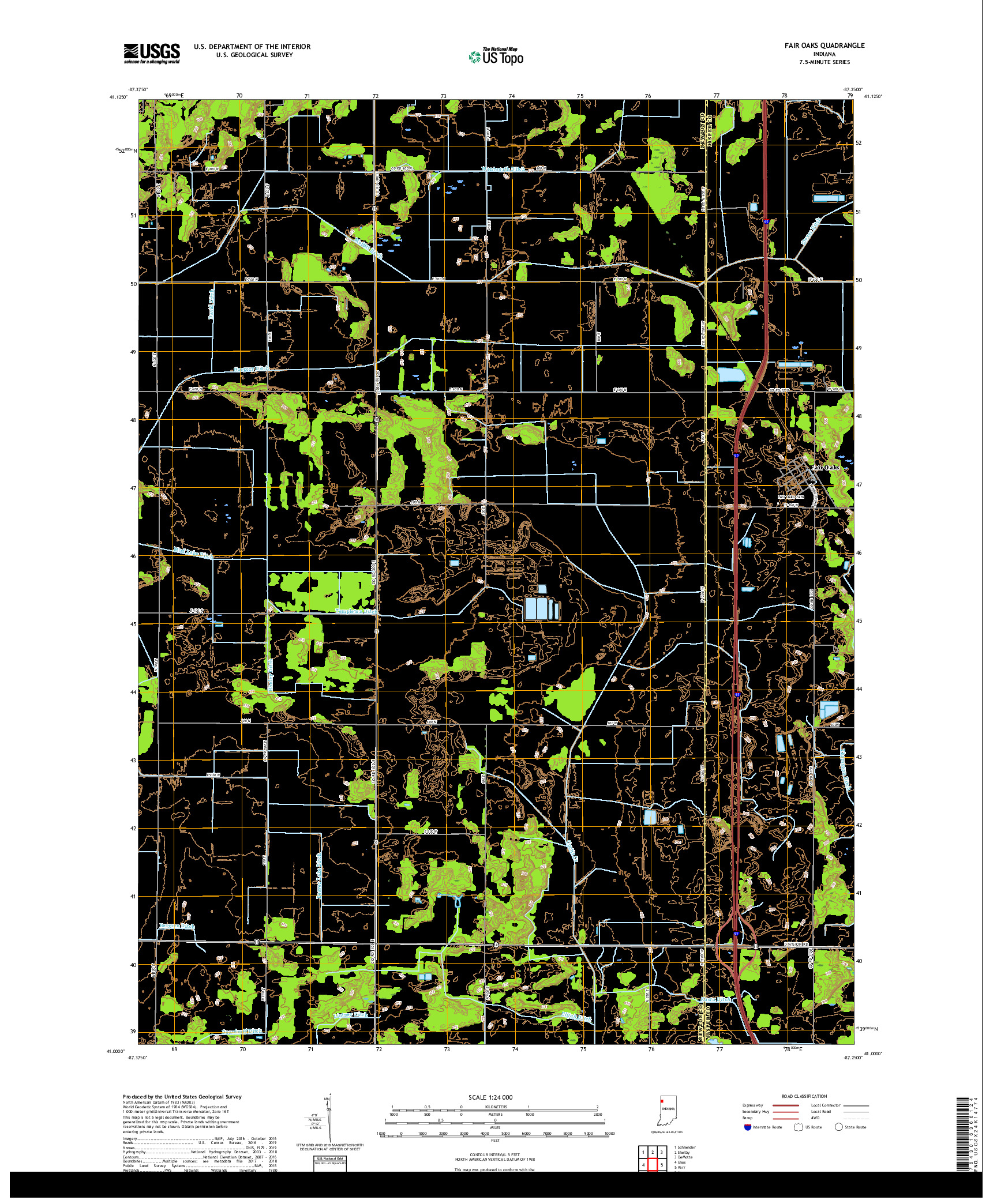 USGS US TOPO 7.5-MINUTE MAP FOR FAIR OAKS, IN 2019