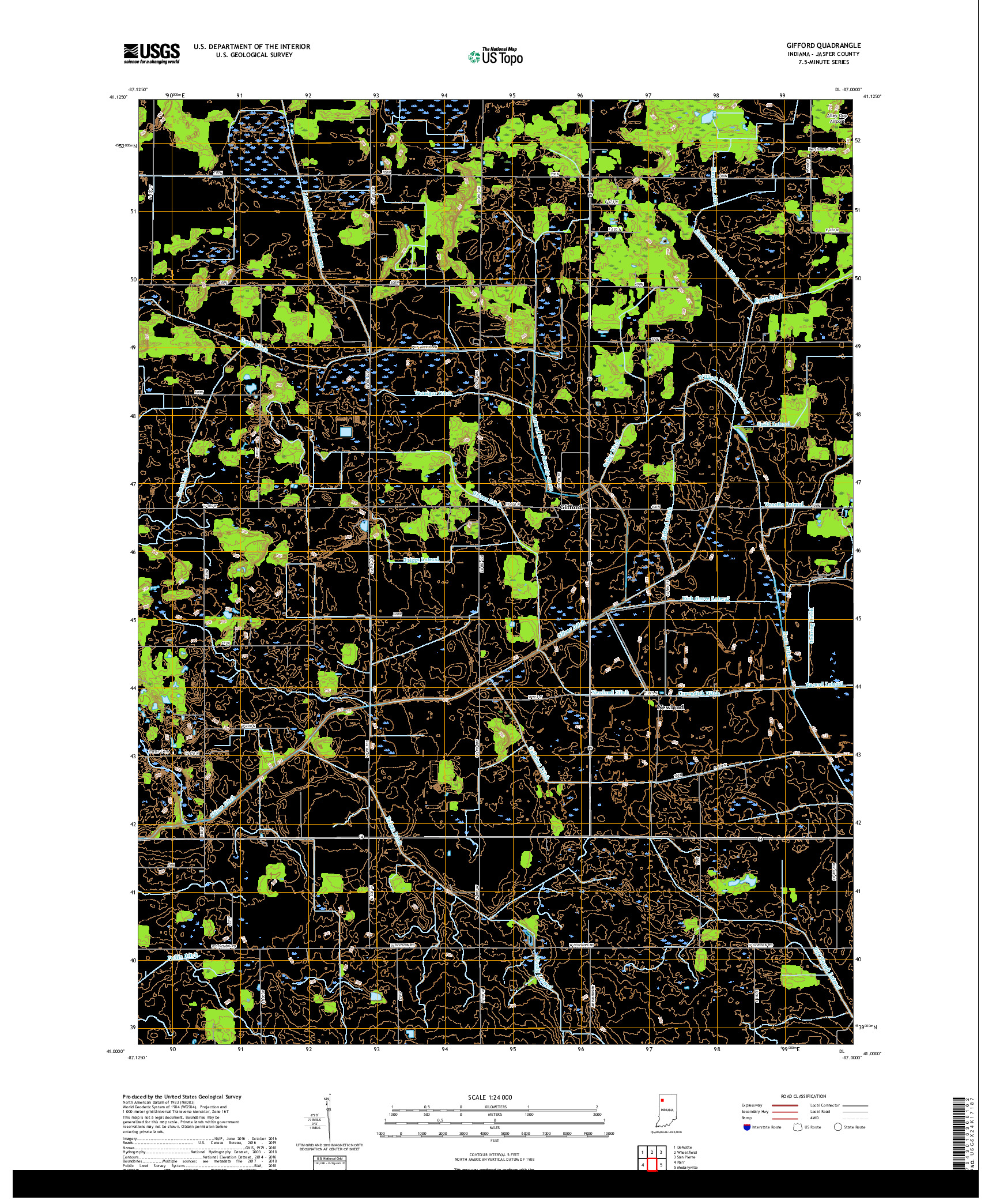 USGS US TOPO 7.5-MINUTE MAP FOR GIFFORD, IN 2019