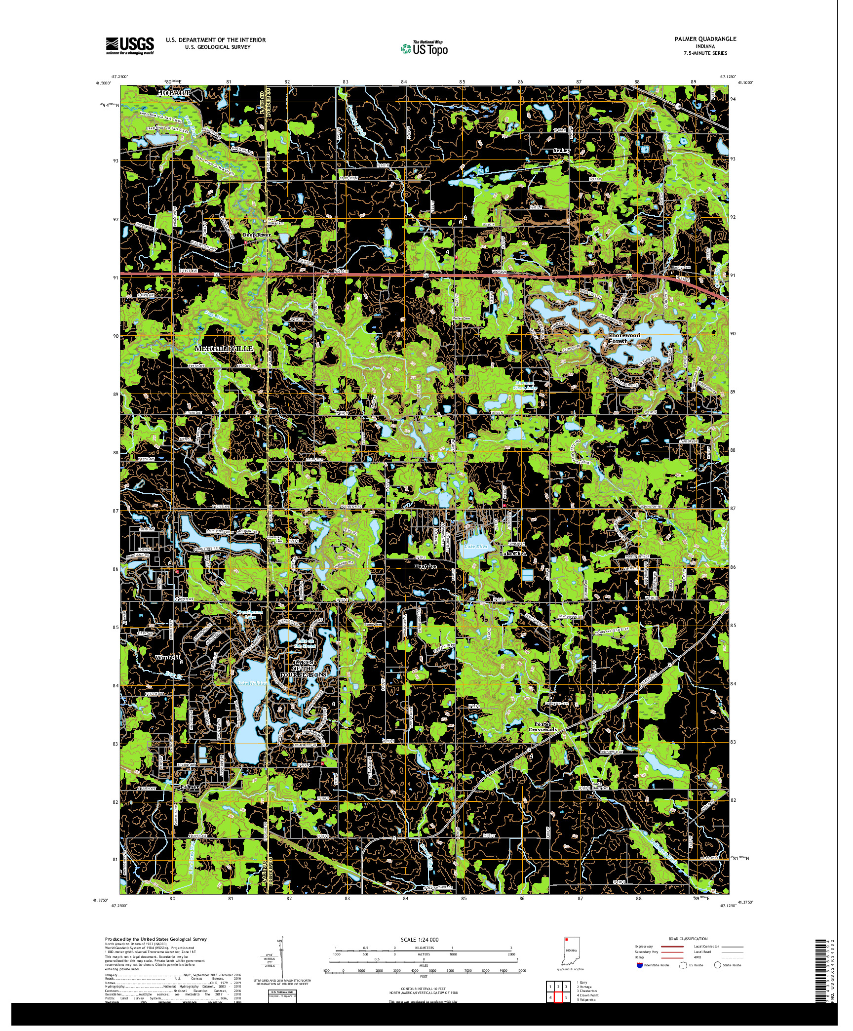 USGS US TOPO 7.5-MINUTE MAP FOR PALMER, IN 2019