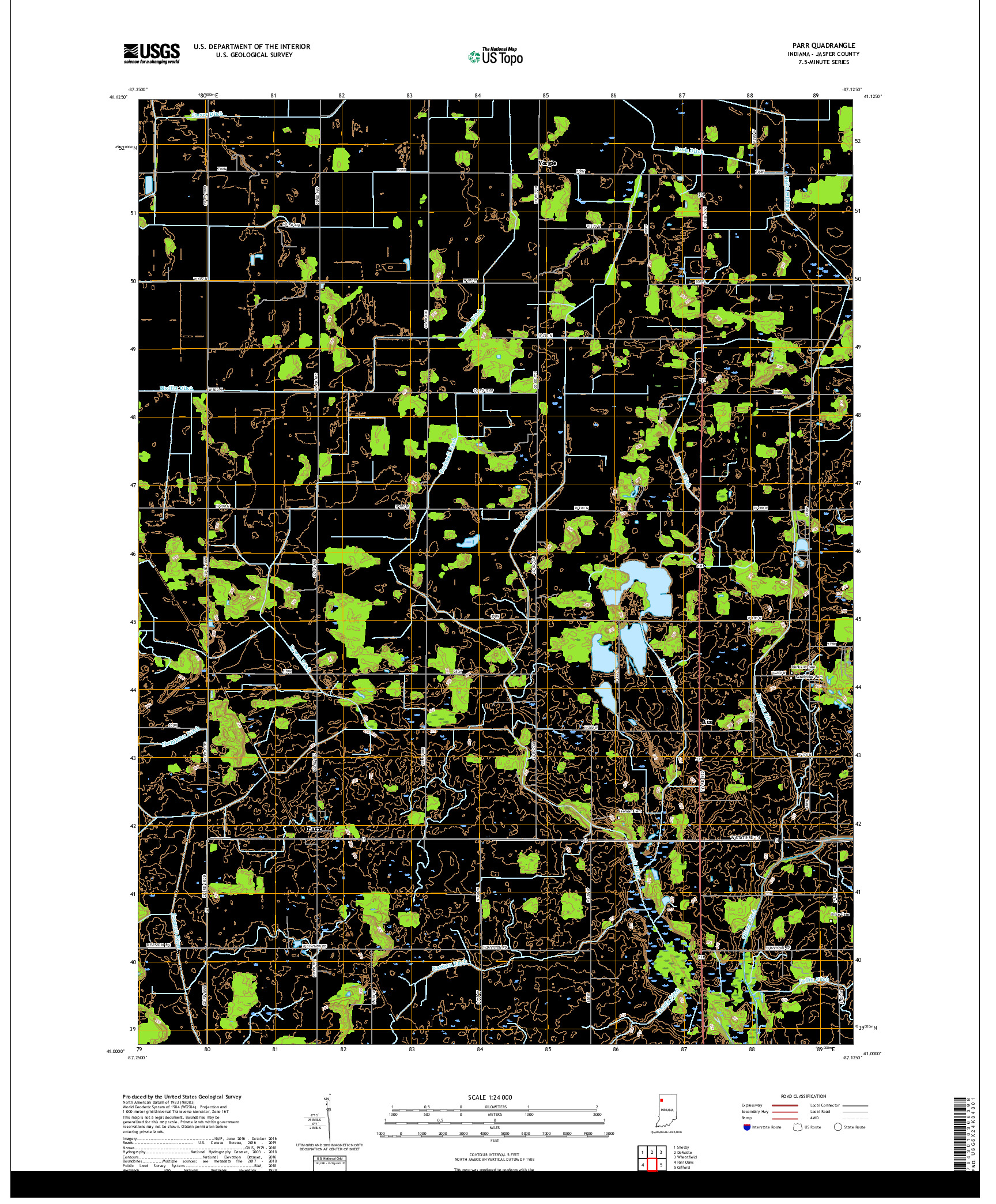 USGS US TOPO 7.5-MINUTE MAP FOR PARR, IN 2019