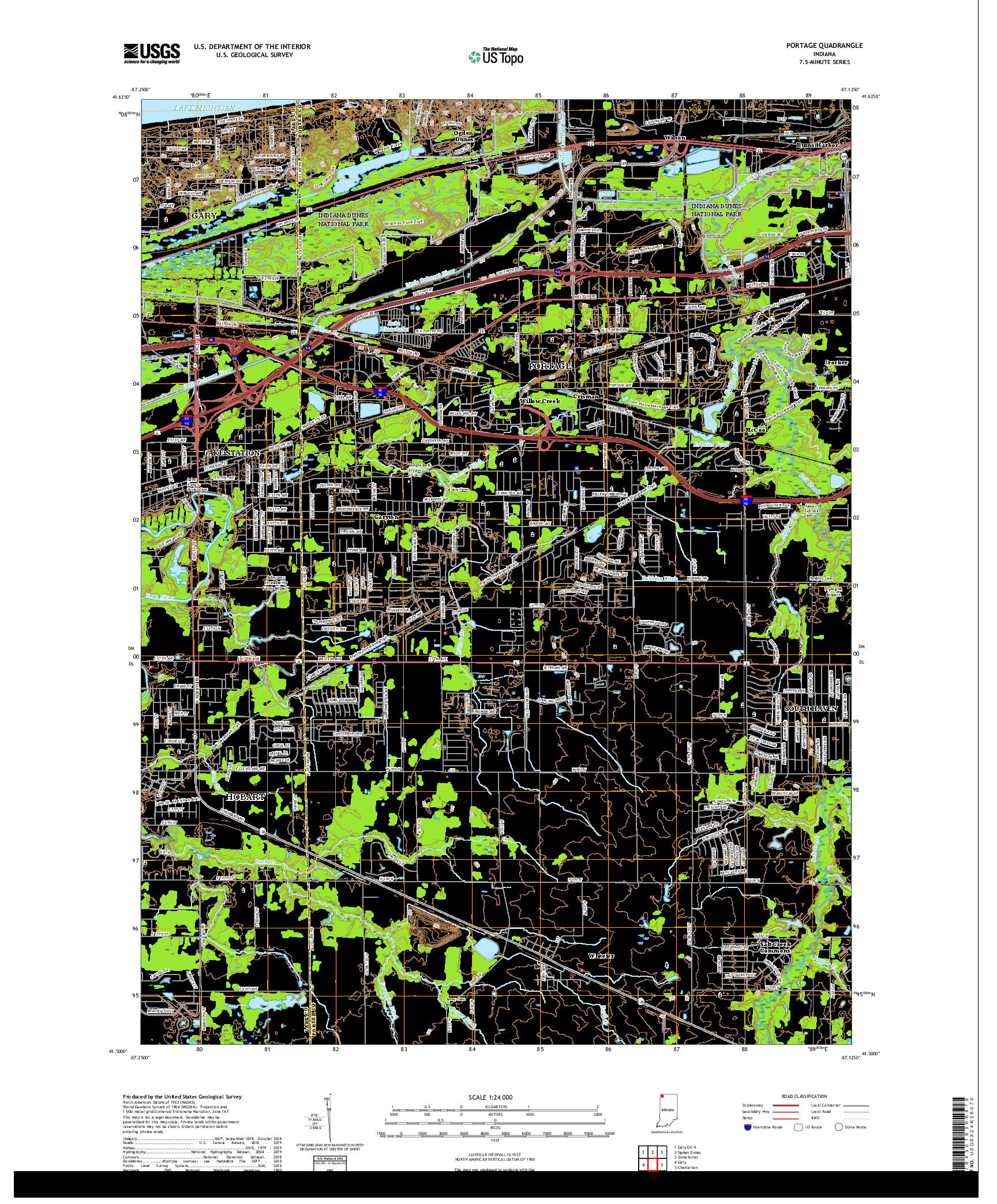 USGS US TOPO 7.5-MINUTE MAP FOR PORTAGE, IN 2019