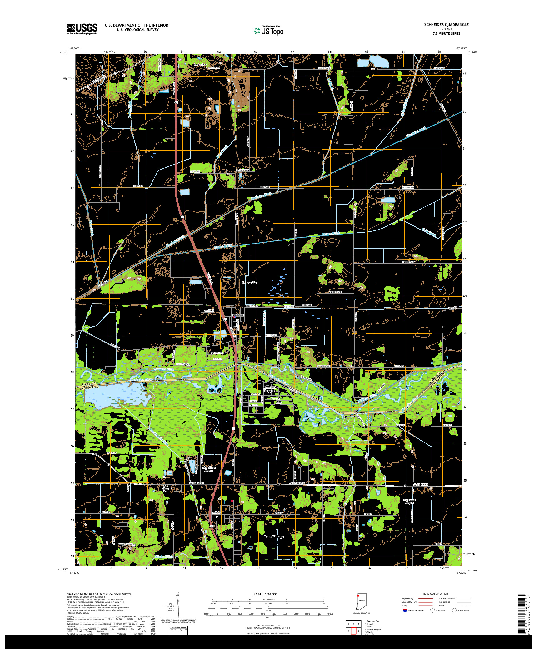 USGS US TOPO 7.5-MINUTE MAP FOR SCHNEIDER, IN 2019