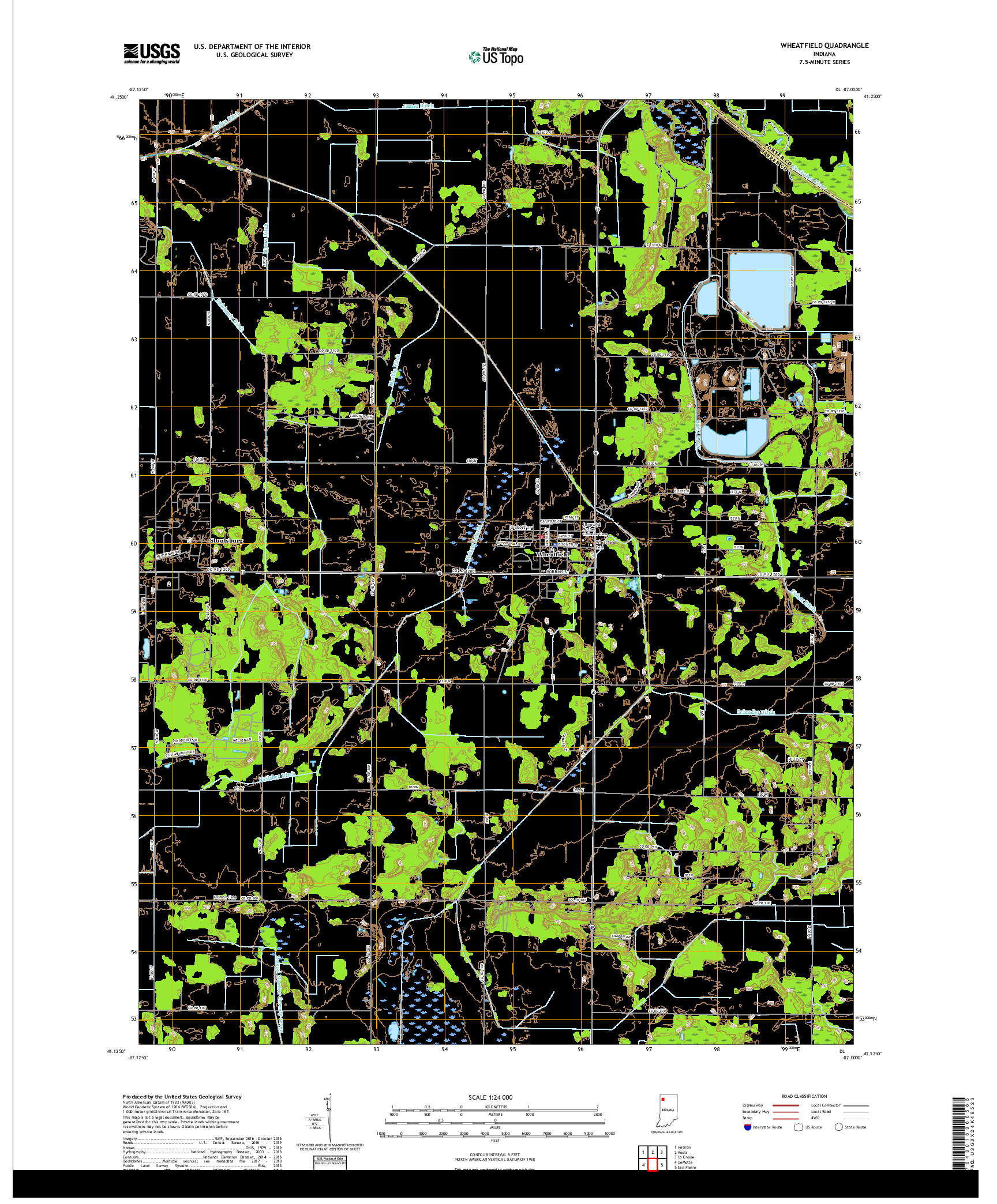 USGS US TOPO 7.5-MINUTE MAP FOR WHEATFIELD, IN 2019
