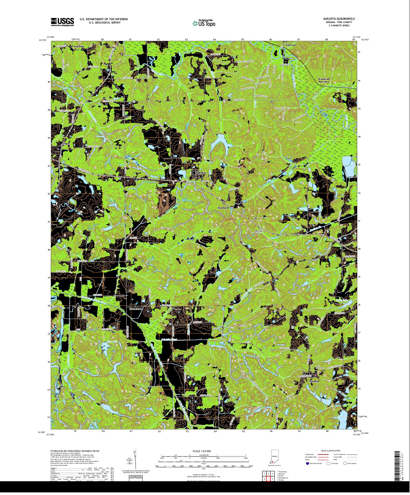 USGS US TOPO 7.5-MINUTE MAP FOR AUGUSTA, IN 2019