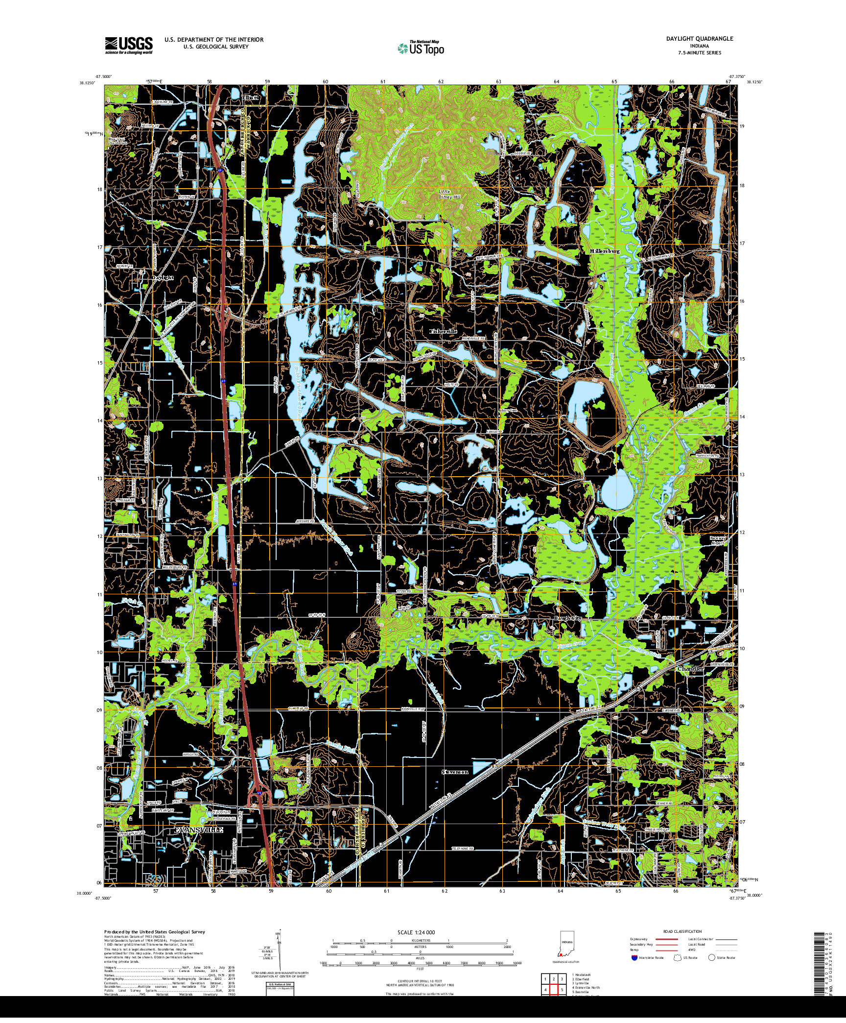 USGS US TOPO 7.5-MINUTE MAP FOR DAYLIGHT, IN 2019