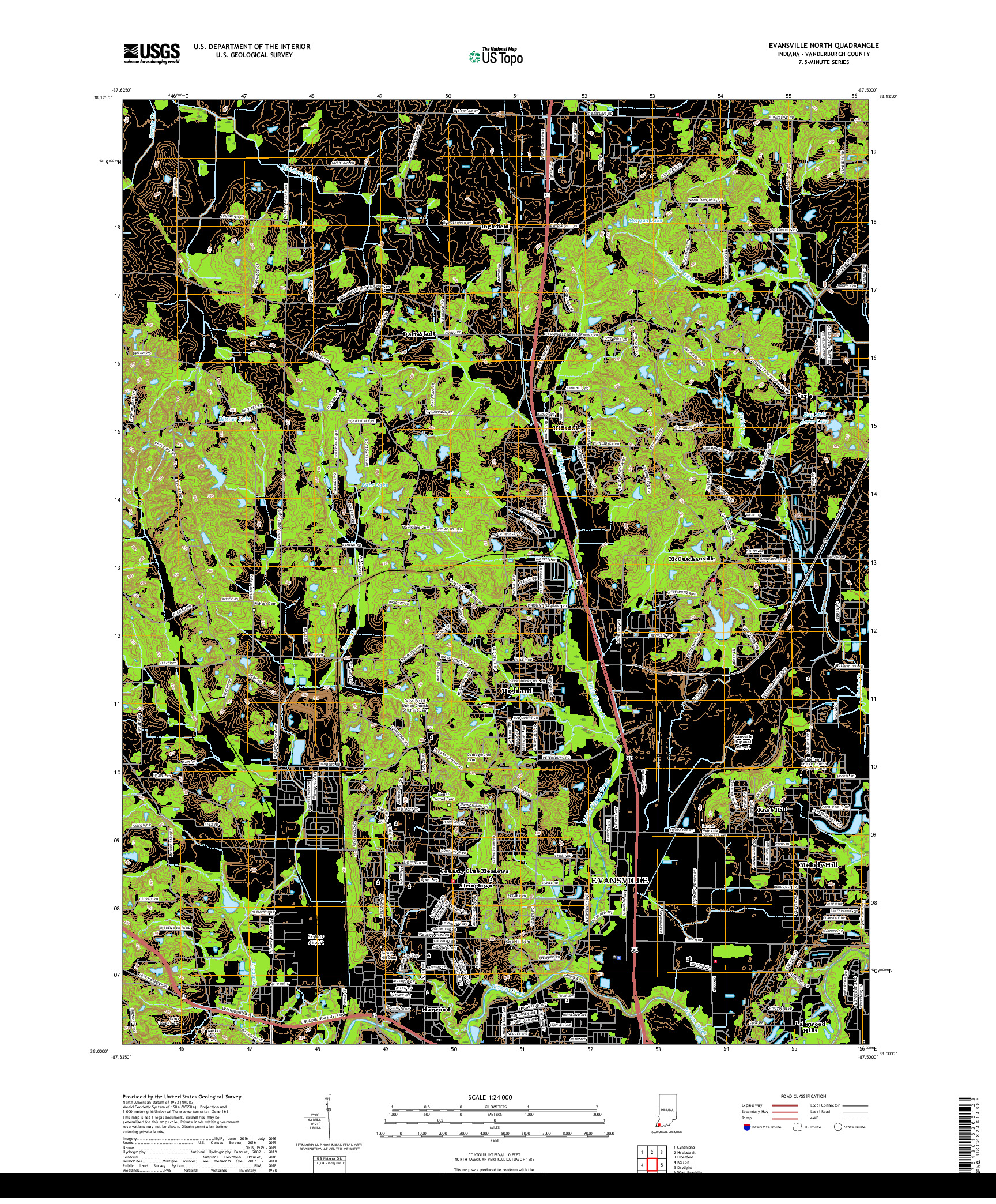 USGS US TOPO 7.5-MINUTE MAP FOR EVANSVILLE NORTH, IN 2019