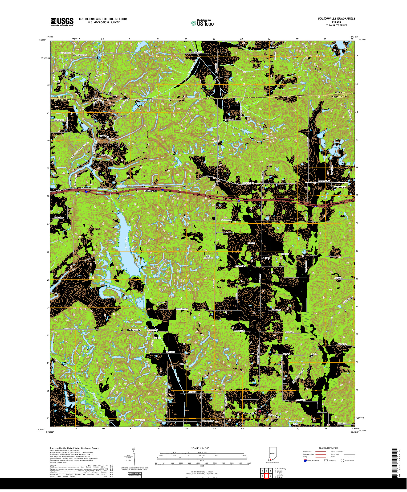 USGS US TOPO 7.5-MINUTE MAP FOR FOLSOMVILLE, IN 2019