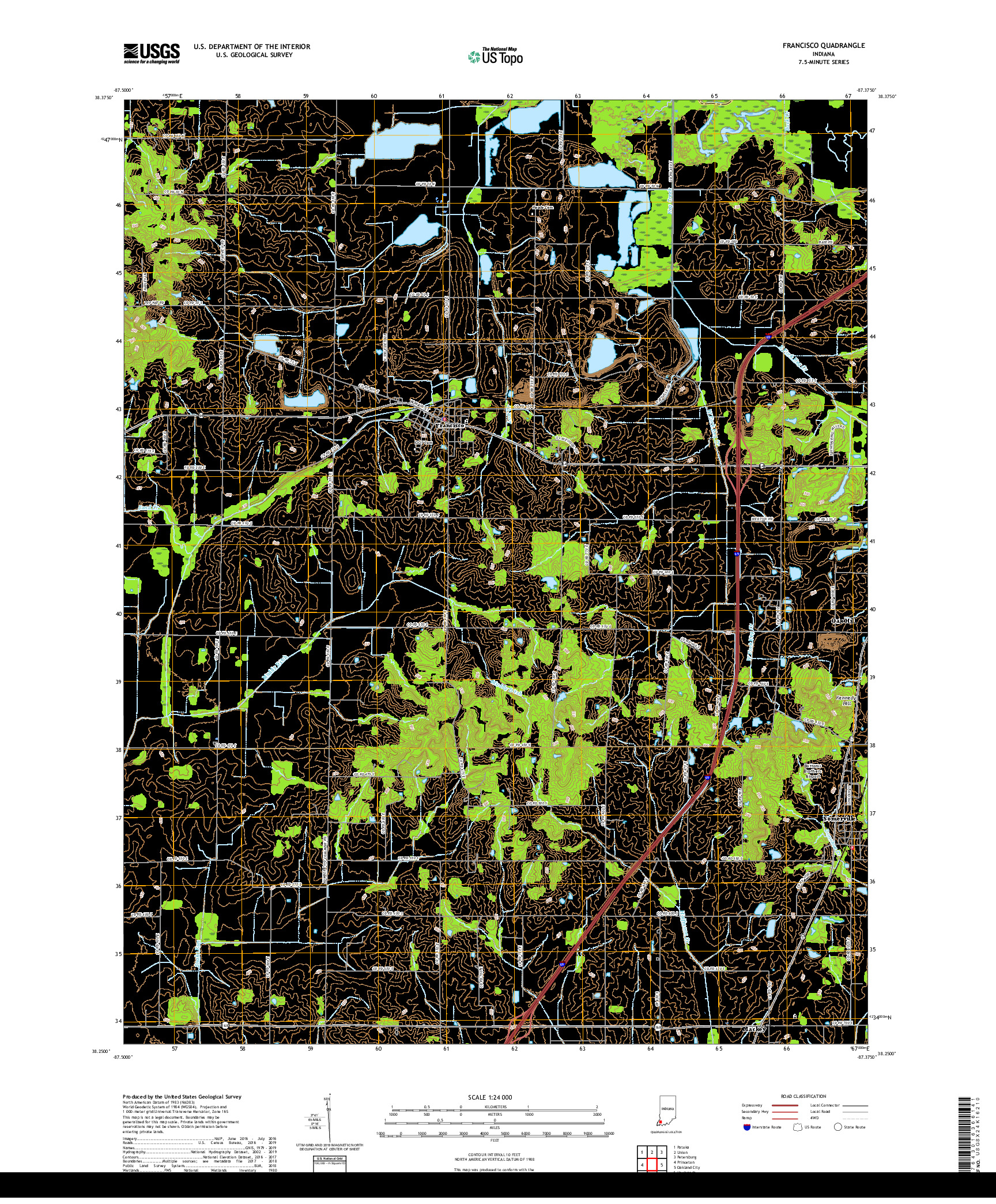 USGS US TOPO 7.5-MINUTE MAP FOR FRANCISCO, IN 2019