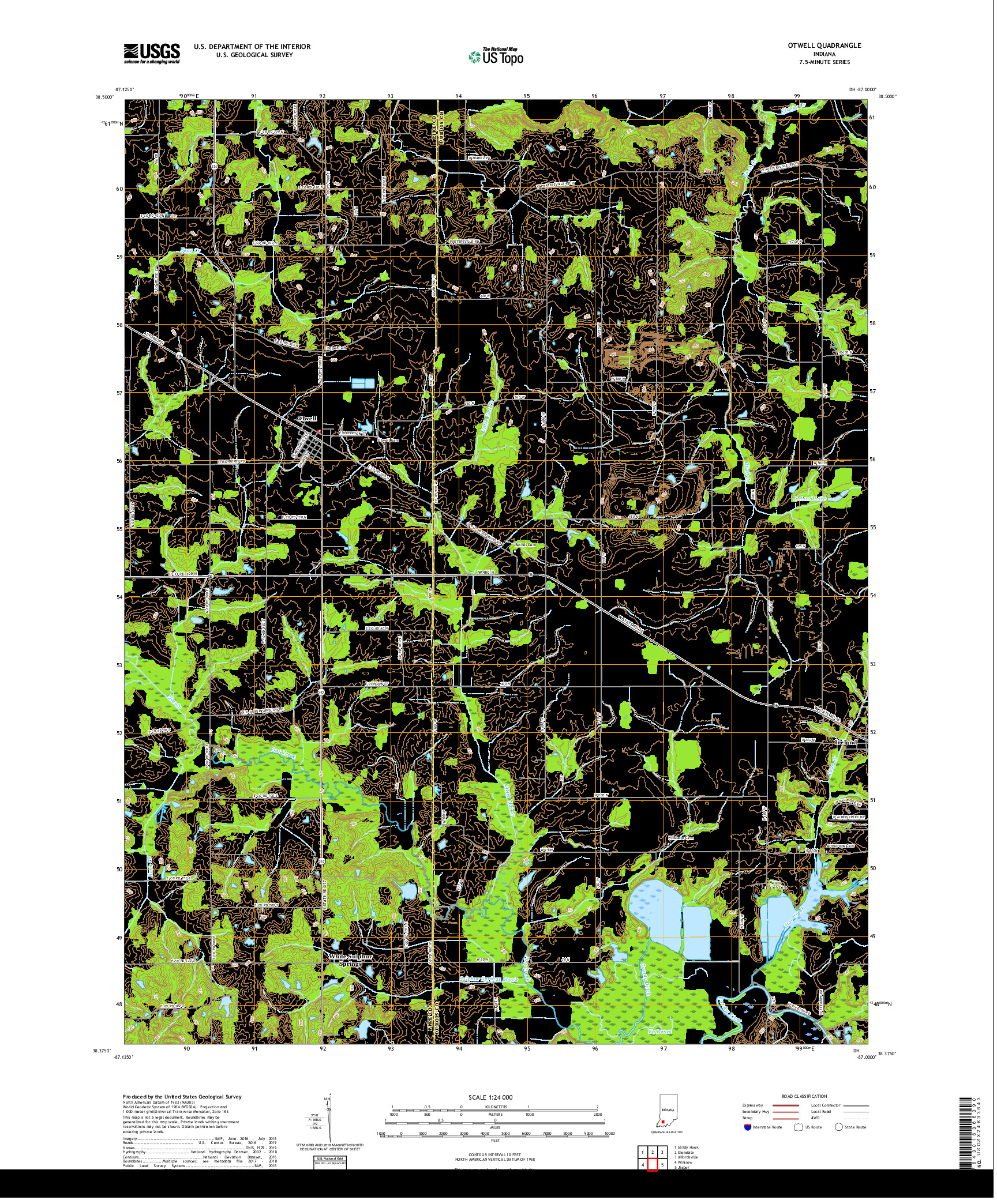 USGS US TOPO 7.5-MINUTE MAP FOR OTWELL, IN 2019