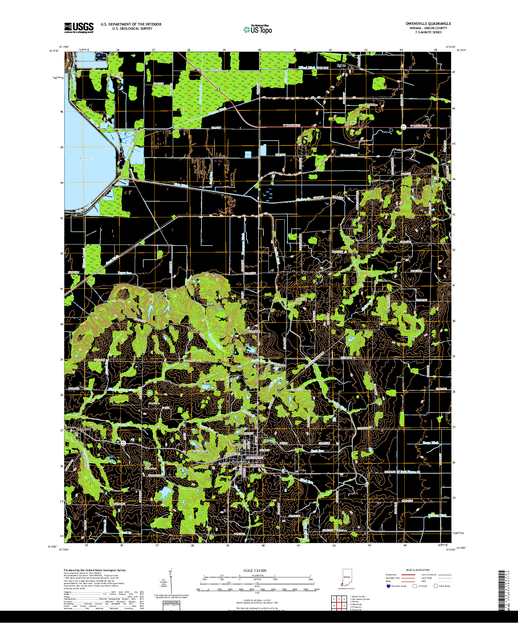 USGS US TOPO 7.5-MINUTE MAP FOR OWENSVILLE, IN 2019