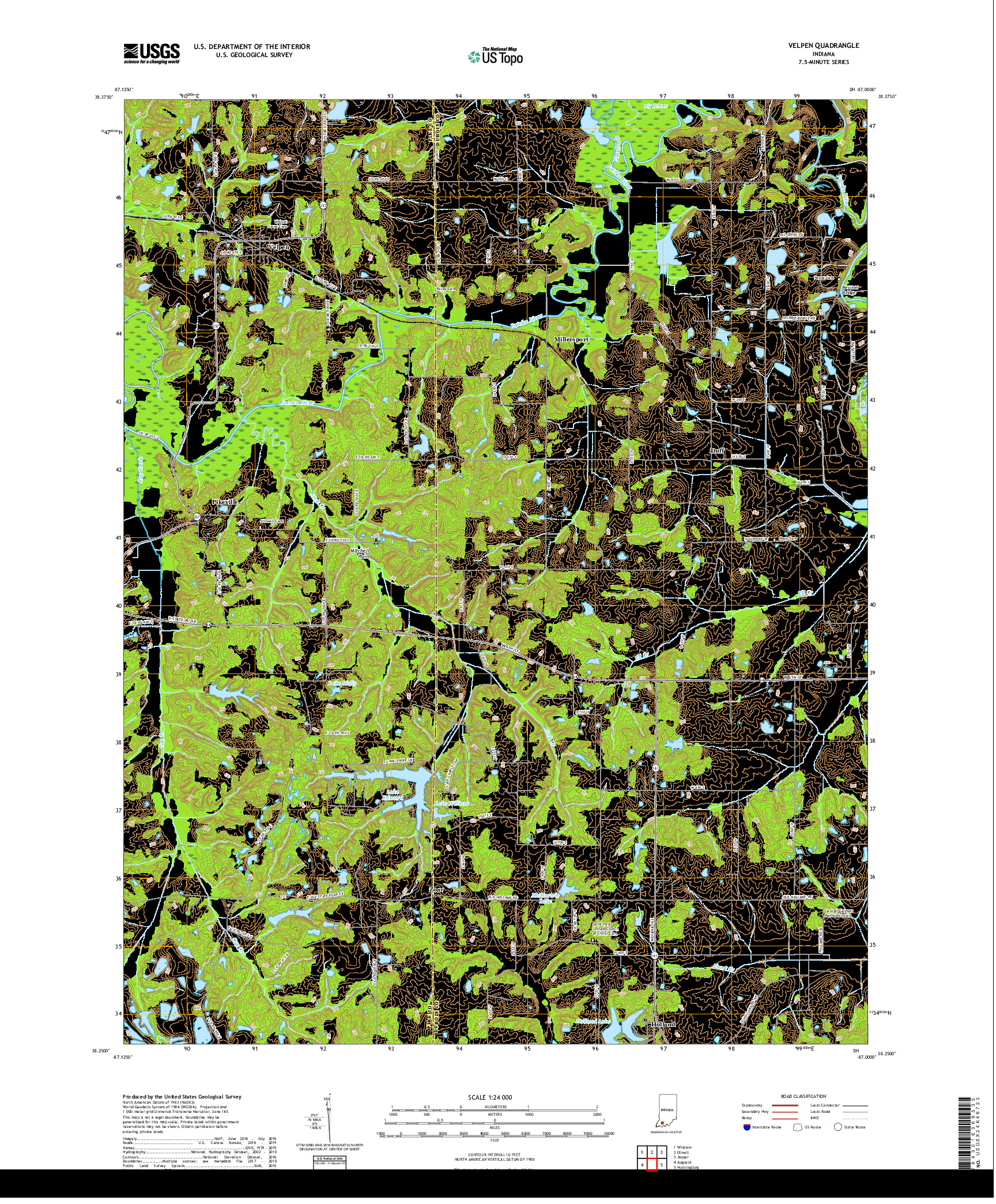 USGS US TOPO 7.5-MINUTE MAP FOR VELPEN, IN 2019