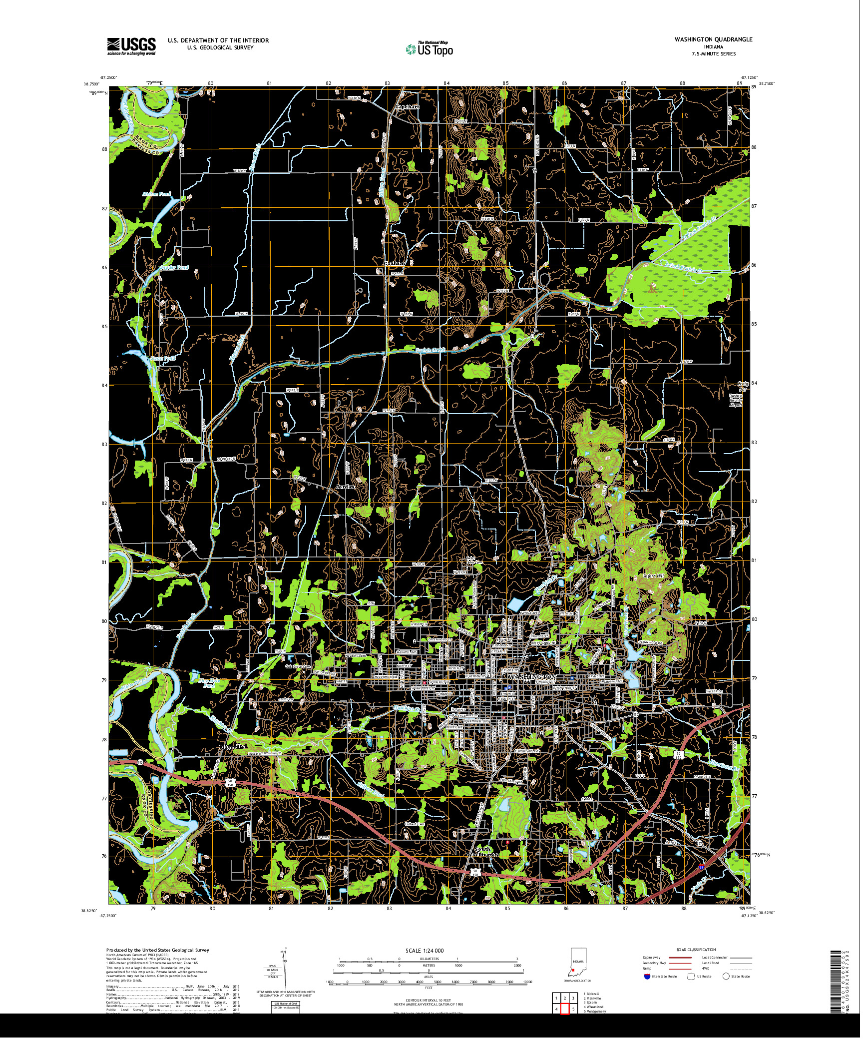 USGS US TOPO 7.5-MINUTE MAP FOR WASHINGTON, IN 2019