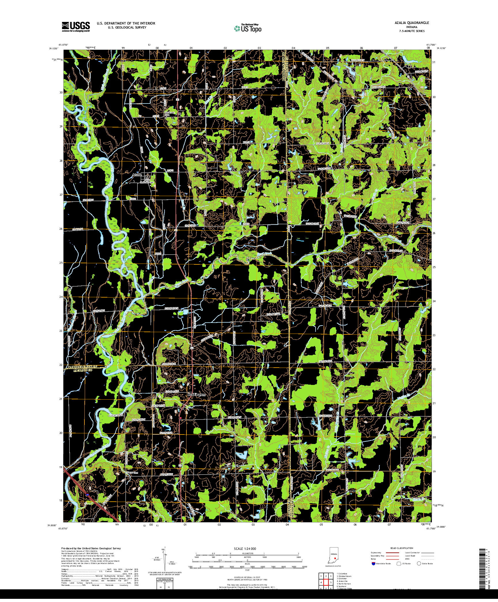 USGS US TOPO 7.5-MINUTE MAP FOR AZALIA, IN 2019