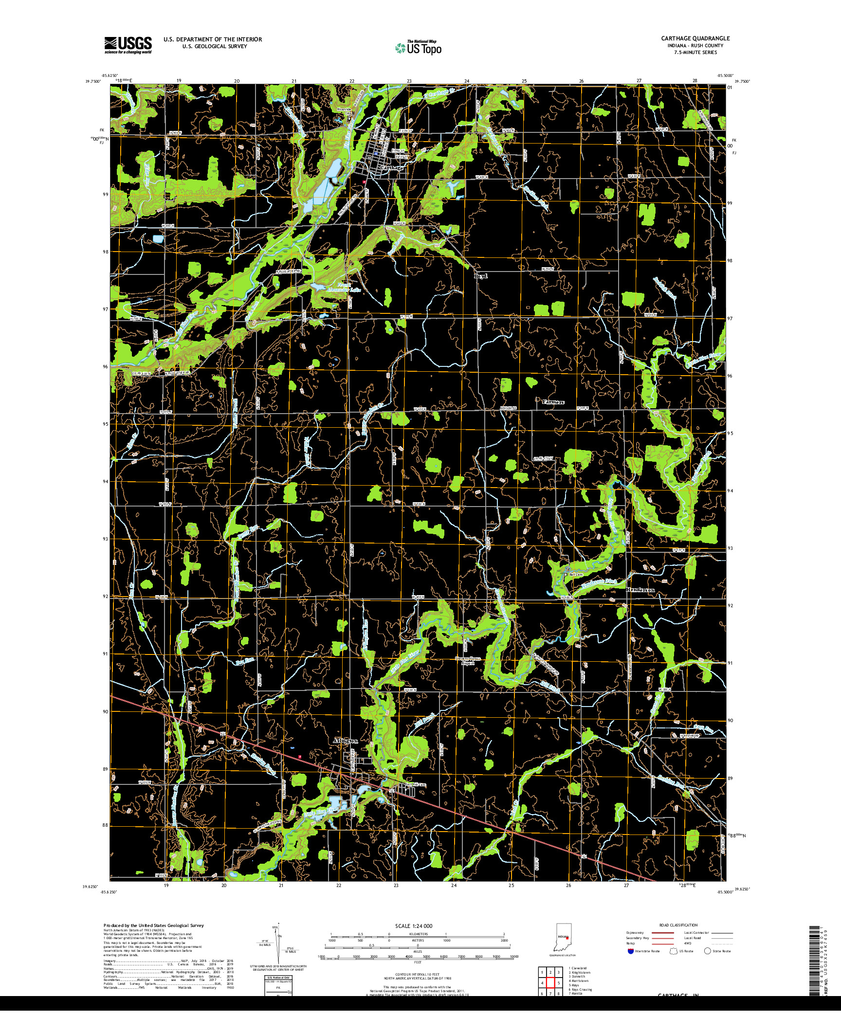 USGS US TOPO 7.5-MINUTE MAP FOR CARTHAGE, IN 2019