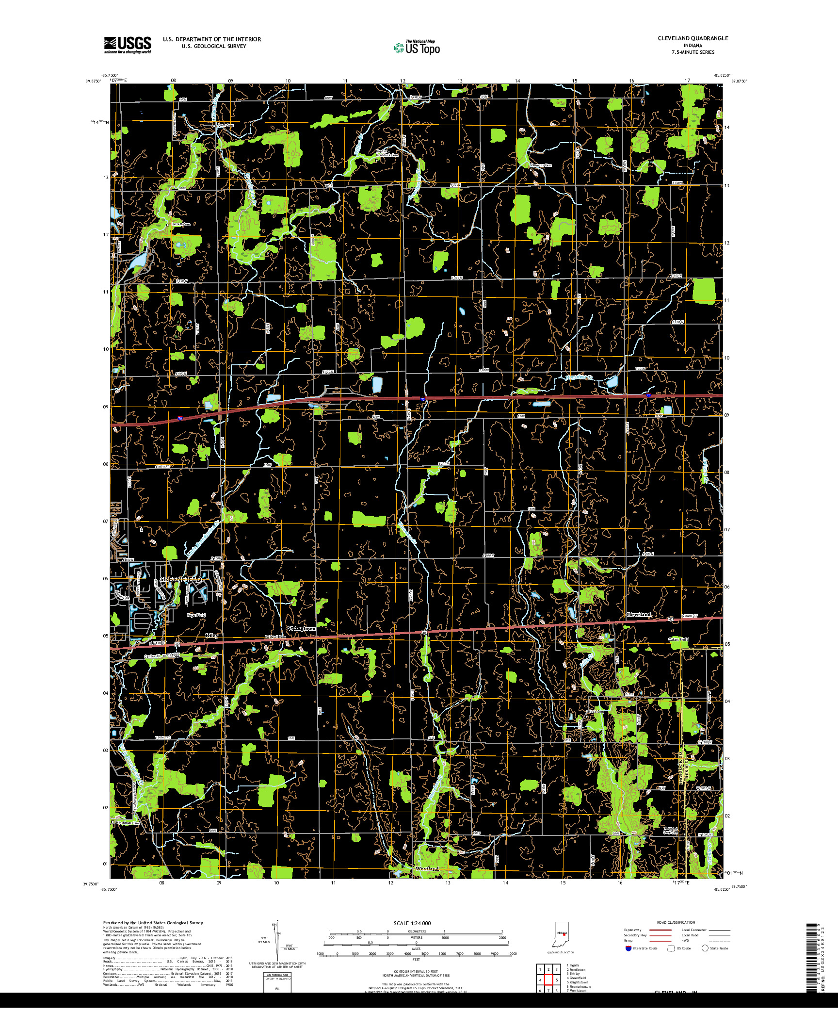 USGS US TOPO 7.5-MINUTE MAP FOR CLEVELAND, IN 2019