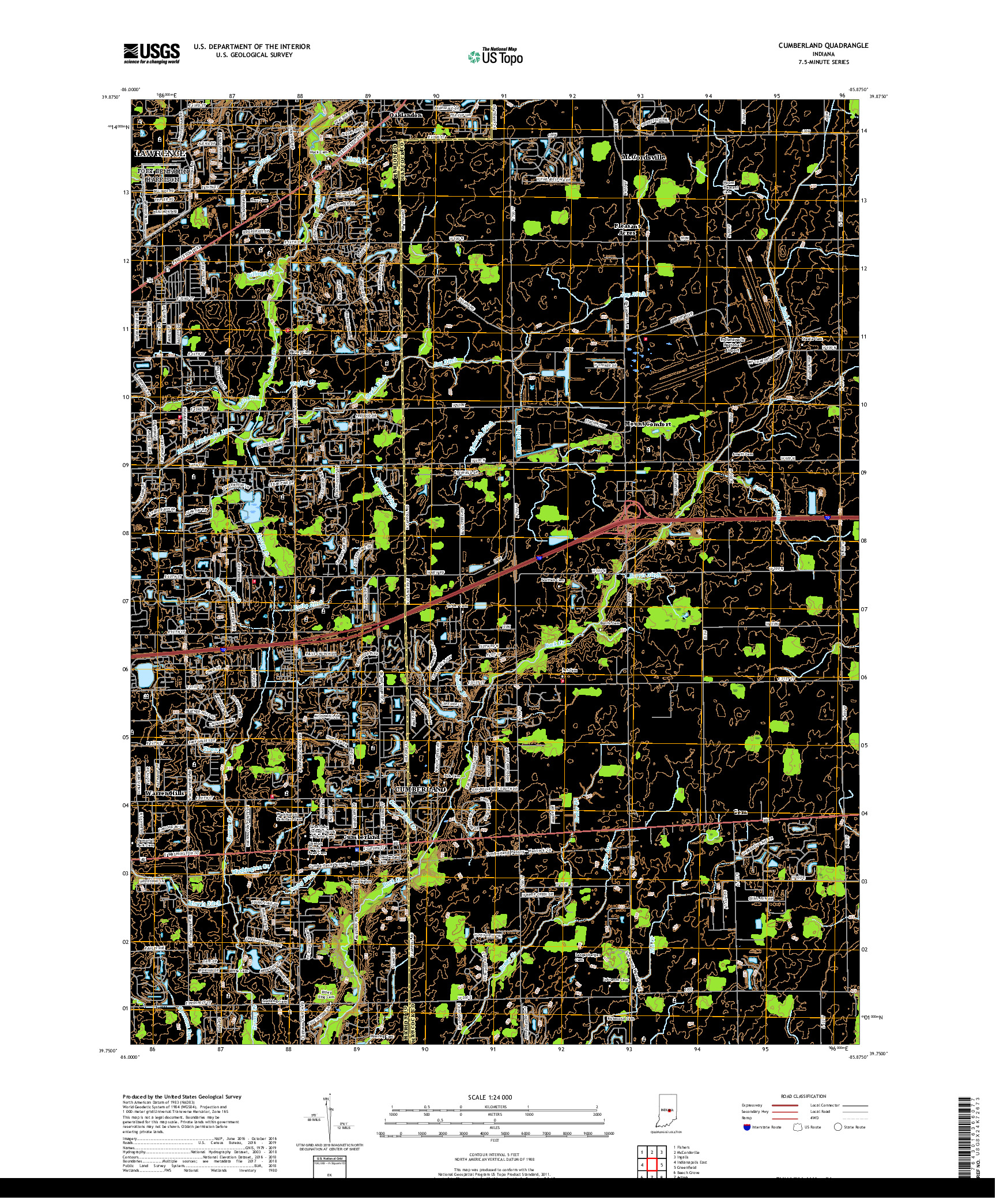 USGS US TOPO 7.5-MINUTE MAP FOR CUMBERLAND, IN 2019