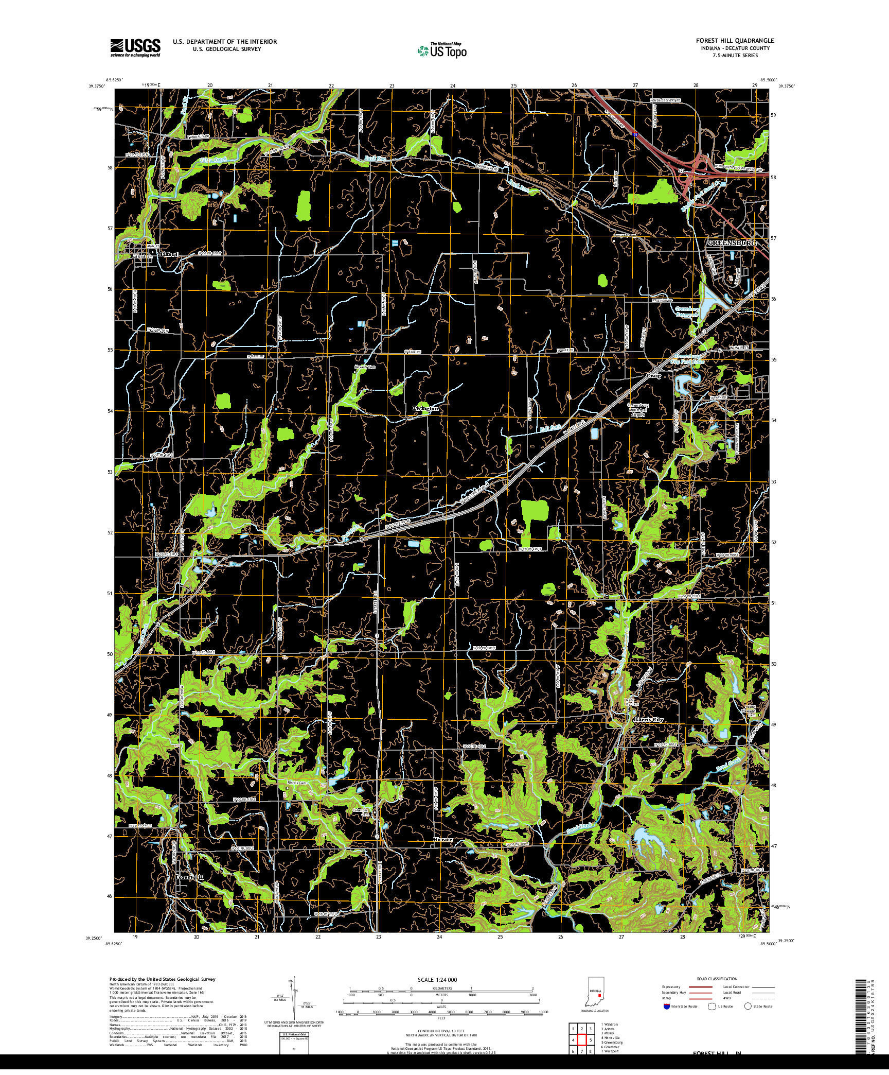 USGS US TOPO 7.5-MINUTE MAP FOR FOREST HILL, IN 2019