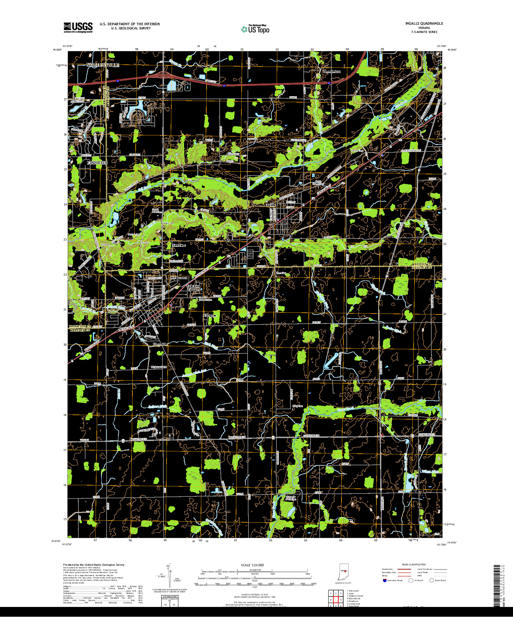 USGS US TOPO 7.5-MINUTE MAP FOR INGALLS, IN 2019