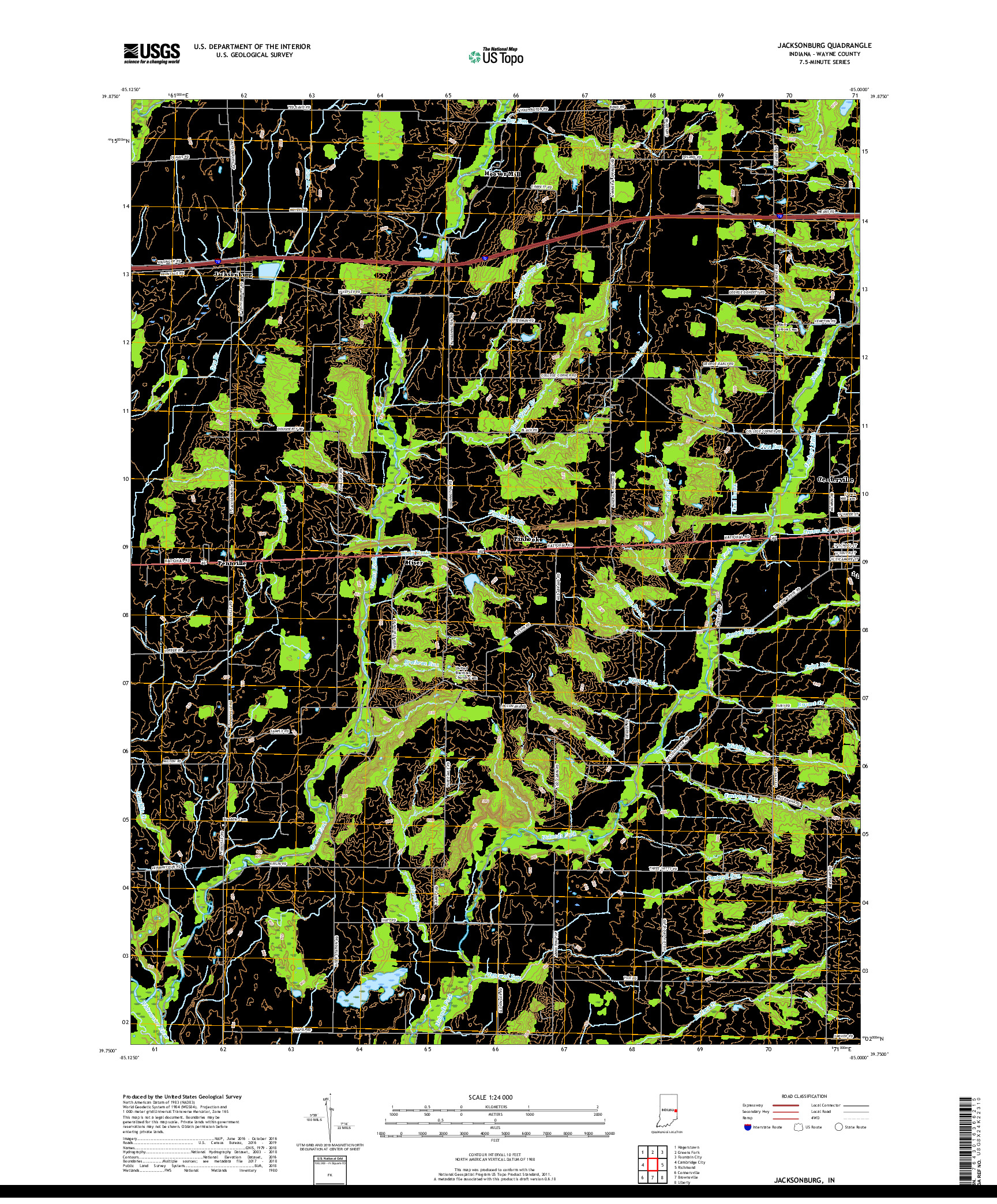 USGS US TOPO 7.5-MINUTE MAP FOR JACKSONBURG, IN 2019