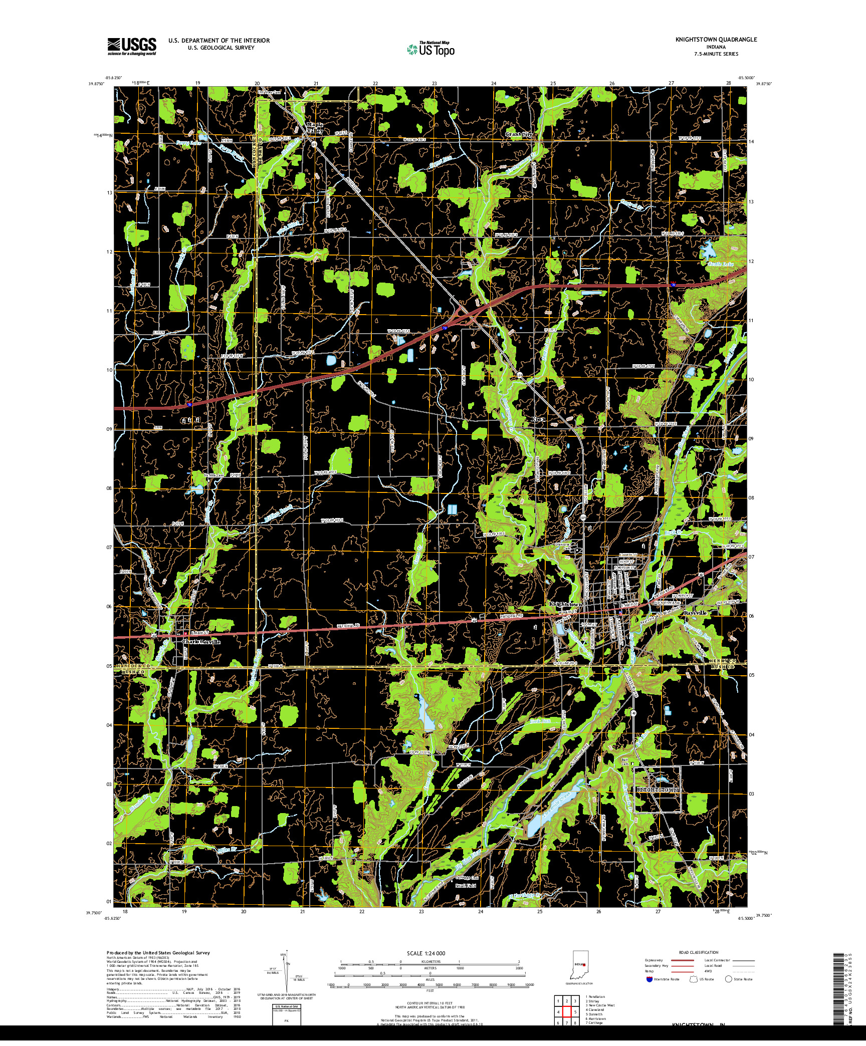 USGS US TOPO 7.5-MINUTE MAP FOR KNIGHTSTOWN, IN 2019