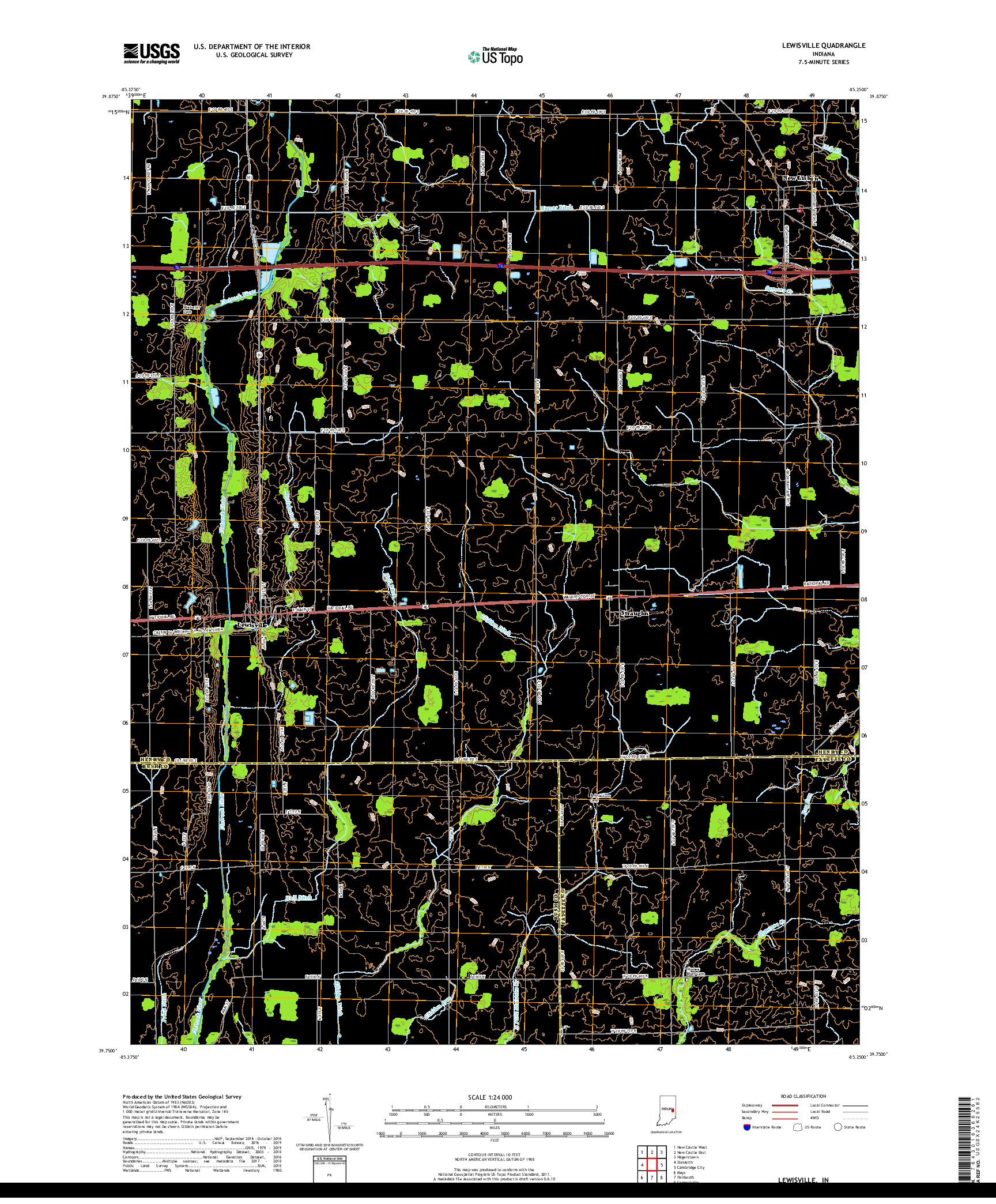 USGS US TOPO 7.5-MINUTE MAP FOR LEWISVILLE, IN 2019