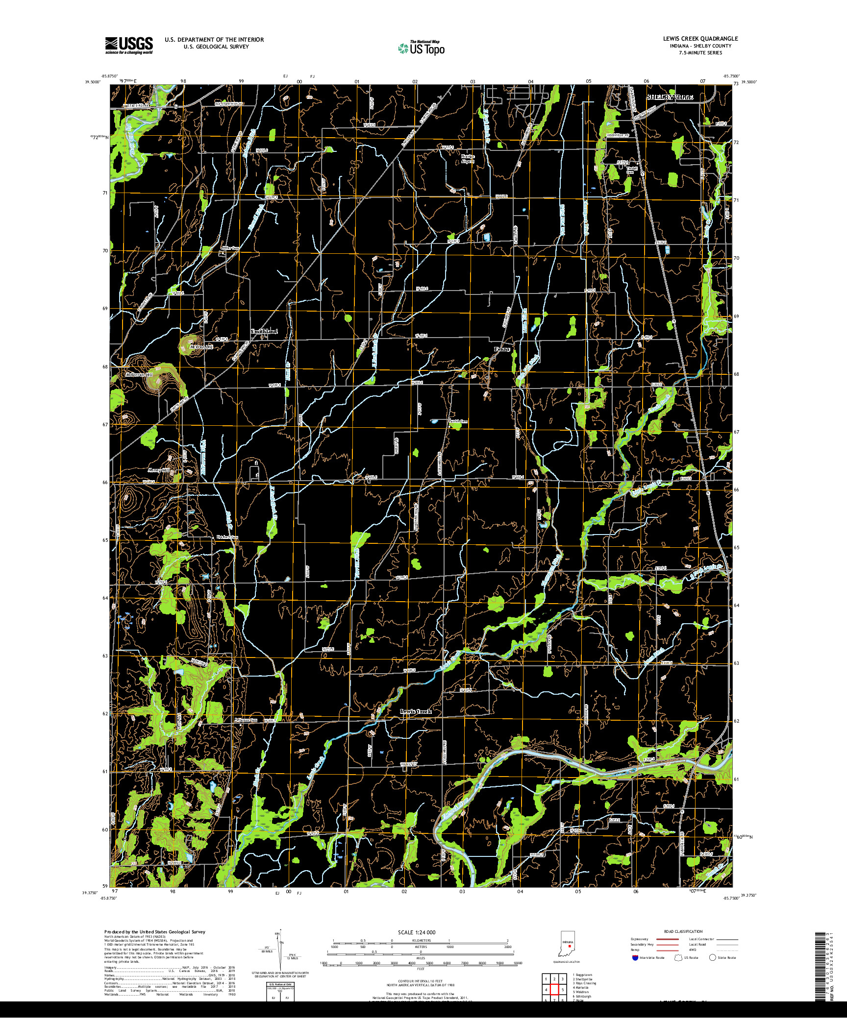 USGS US TOPO 7.5-MINUTE MAP FOR LEWIS CREEK, IN 2019