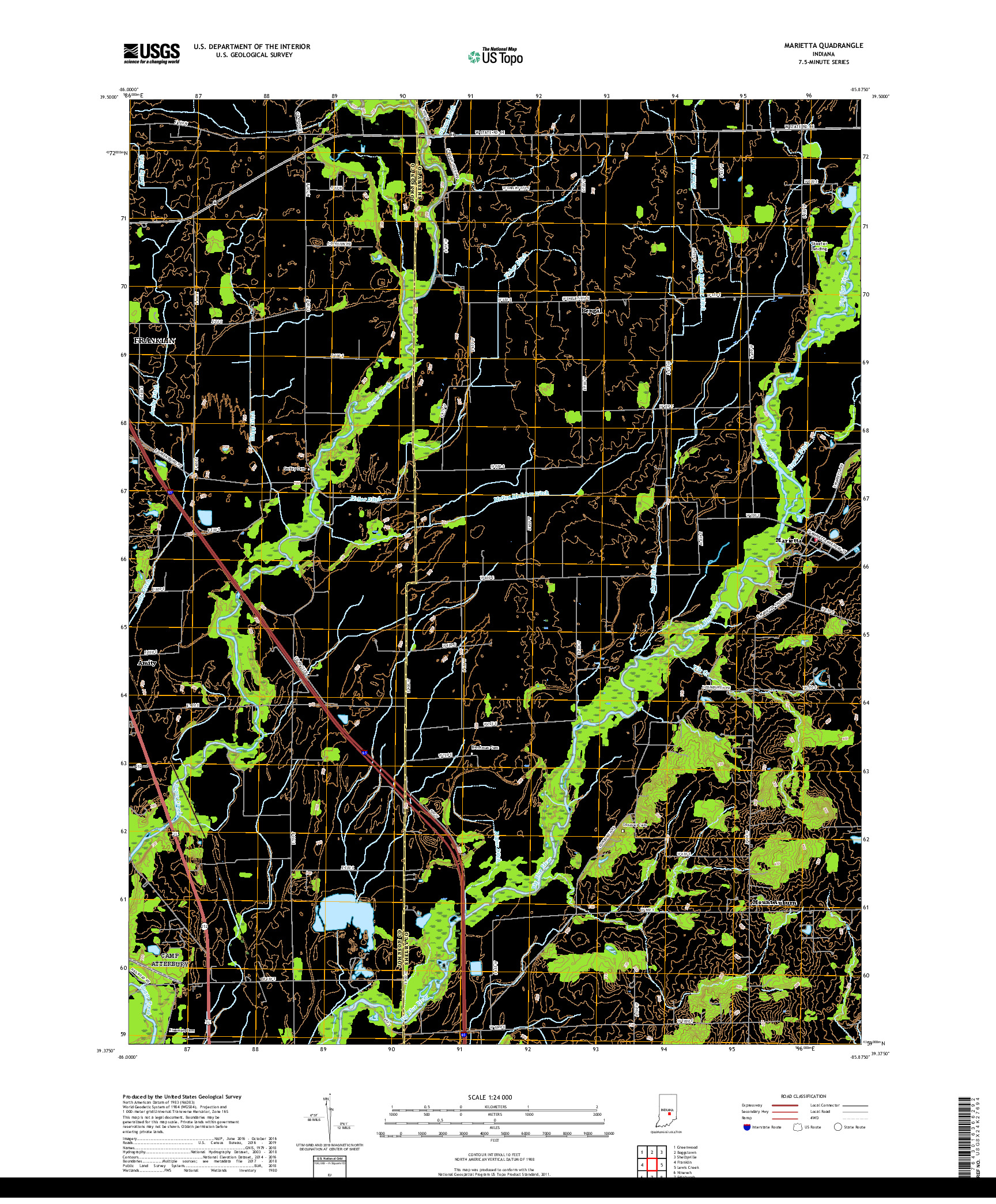 USGS US TOPO 7.5-MINUTE MAP FOR MARIETTA, IN 2019