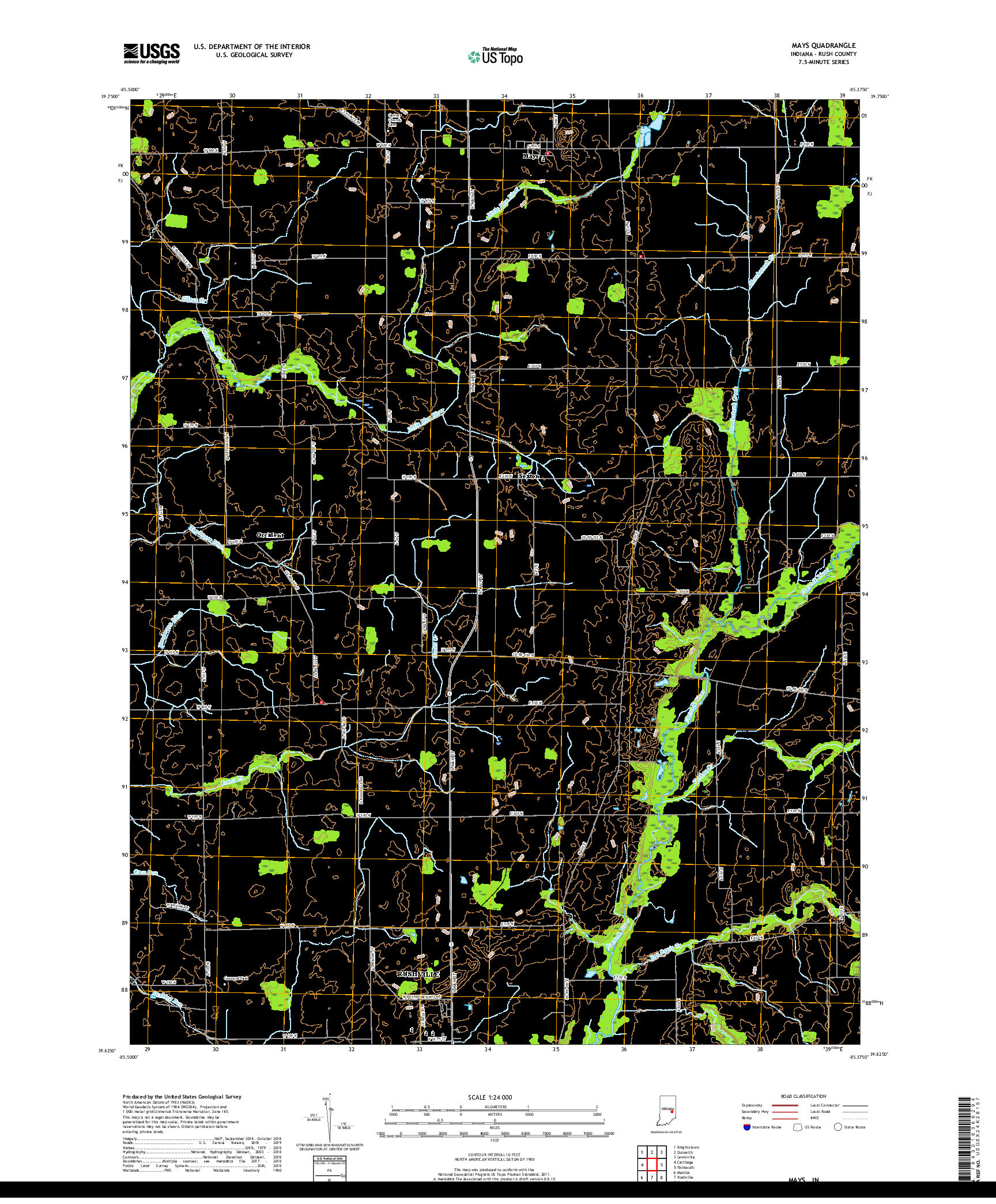 USGS US TOPO 7.5-MINUTE MAP FOR MAYS, IN 2019