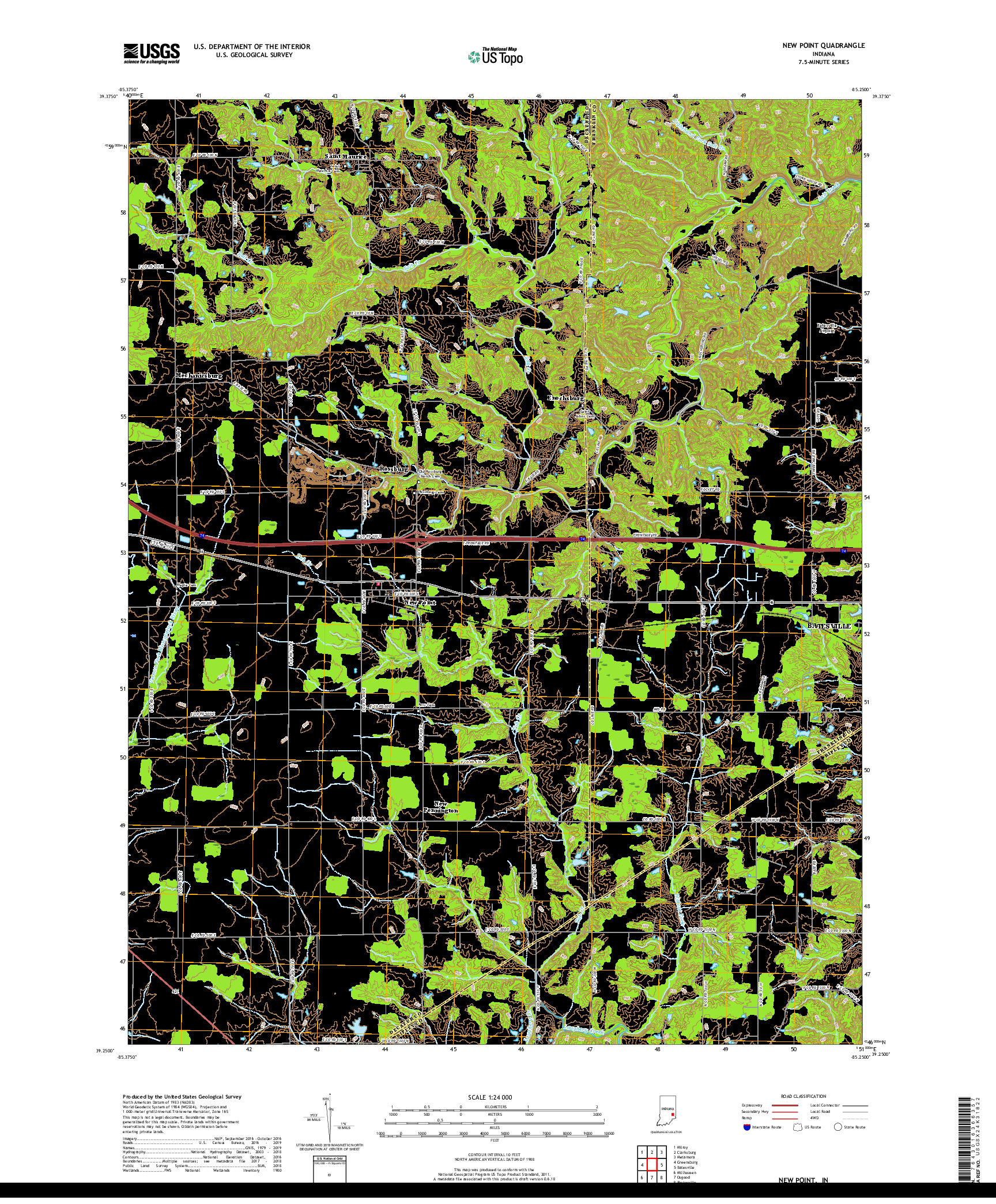 USGS US TOPO 7.5-MINUTE MAP FOR NEW POINT, IN 2019