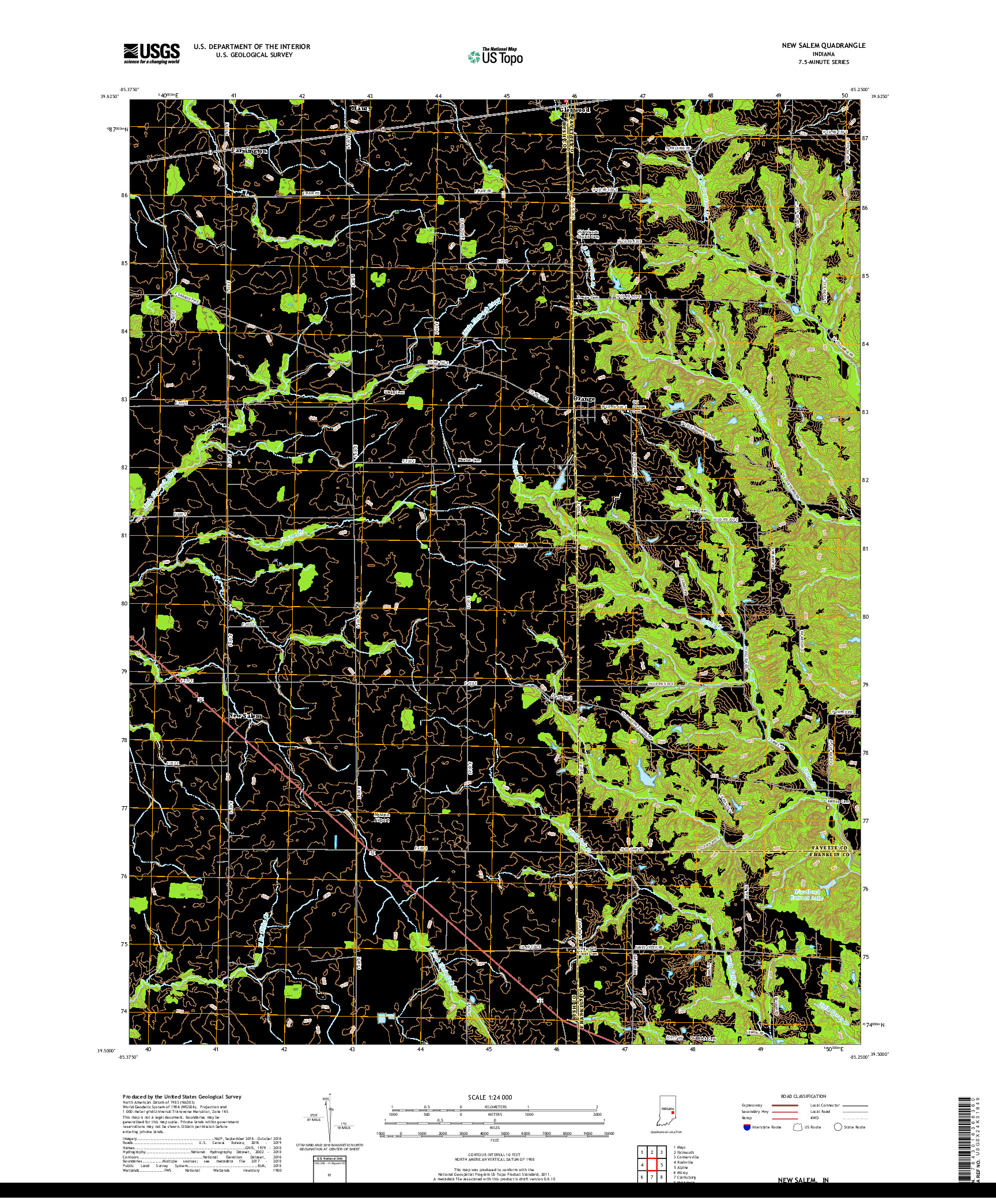 USGS US TOPO 7.5-MINUTE MAP FOR NEW SALEM, IN 2019