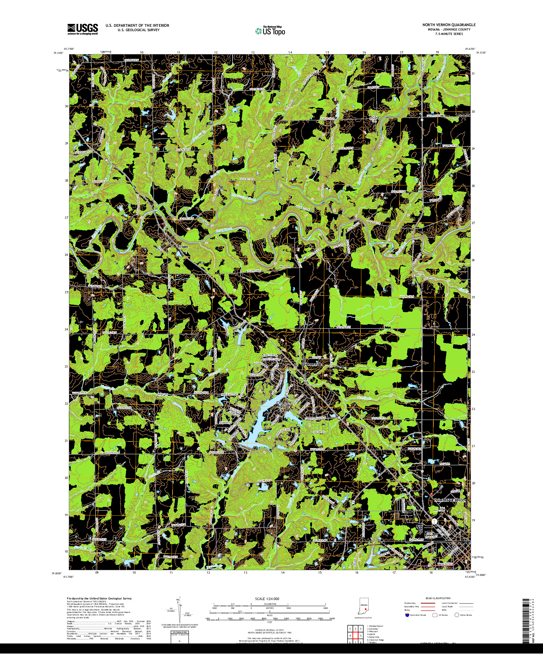 USGS US TOPO 7.5-MINUTE MAP FOR NORTH VERNON, IN 2019