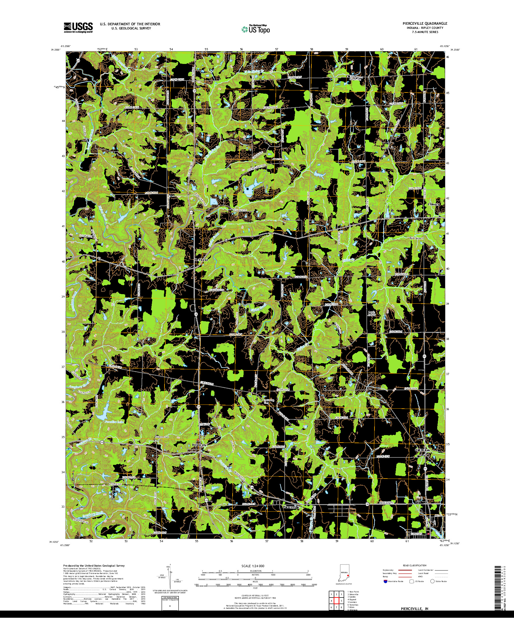 USGS US TOPO 7.5-MINUTE MAP FOR PIERCEVILLE, IN 2019