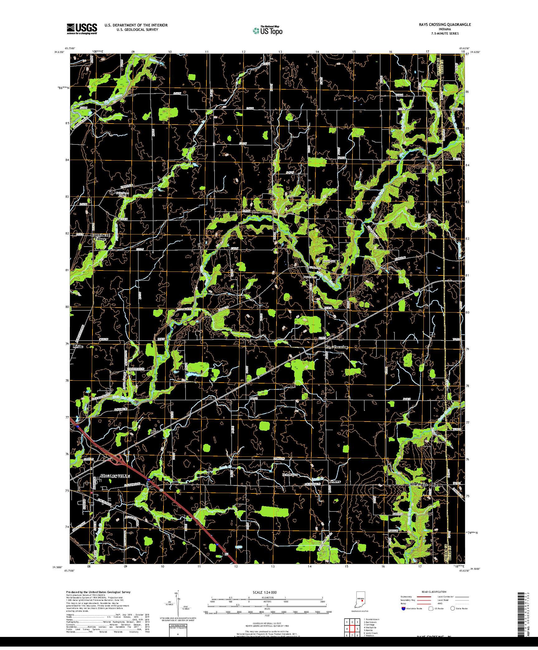 USGS US TOPO 7.5-MINUTE MAP FOR RAYS CROSSING, IN 2019