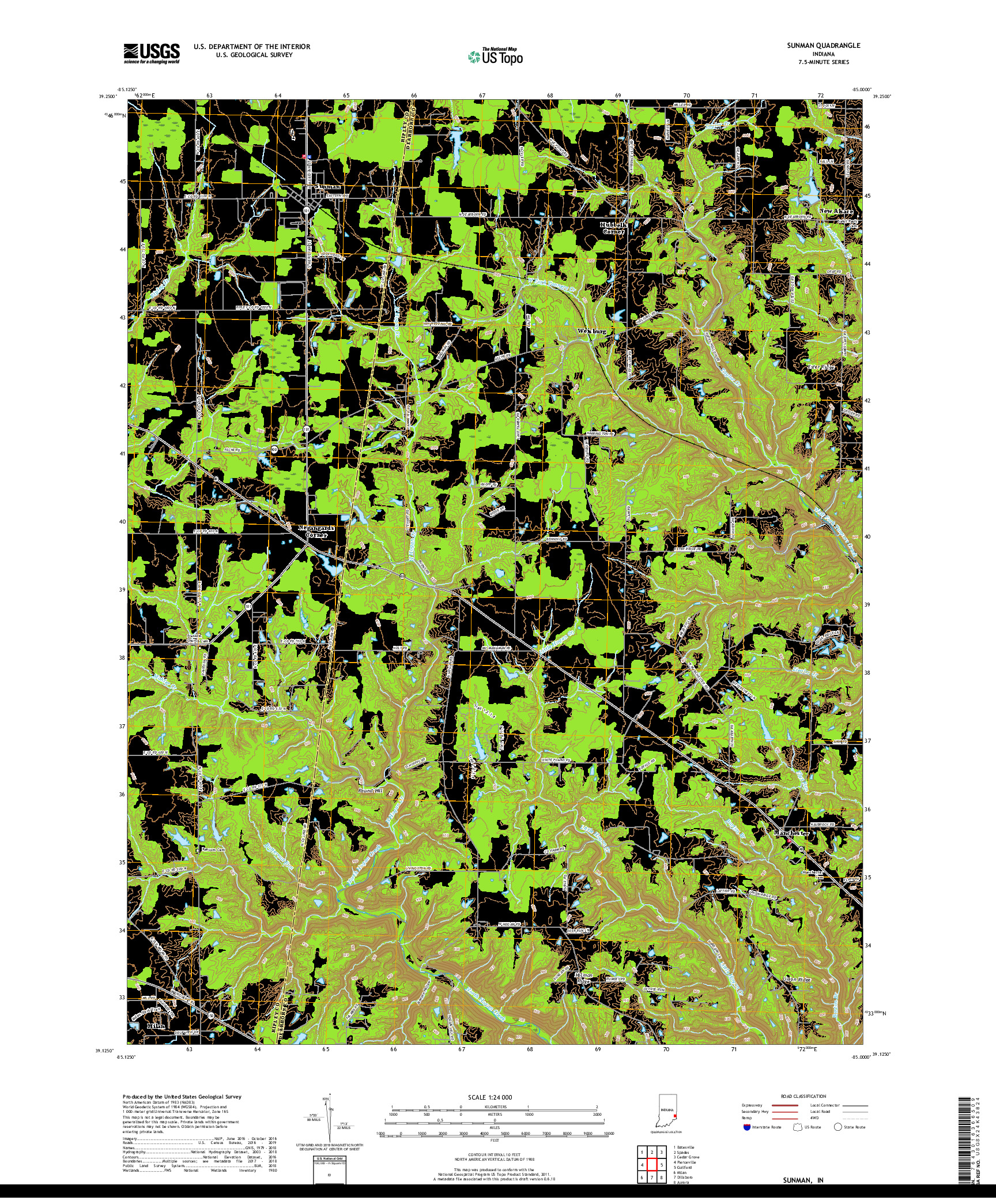 USGS US TOPO 7.5-MINUTE MAP FOR SUNMAN, IN 2019