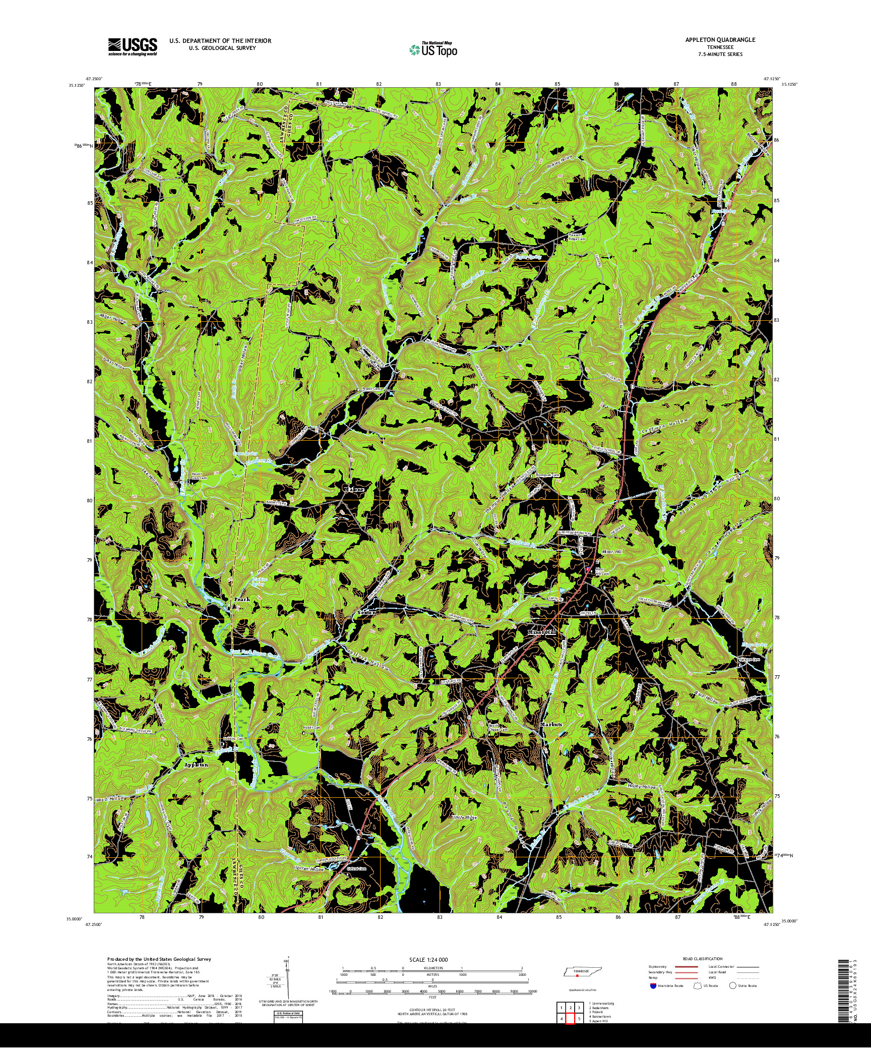 USGS US TOPO 7.5-MINUTE MAP FOR APPLETON, TN 2019