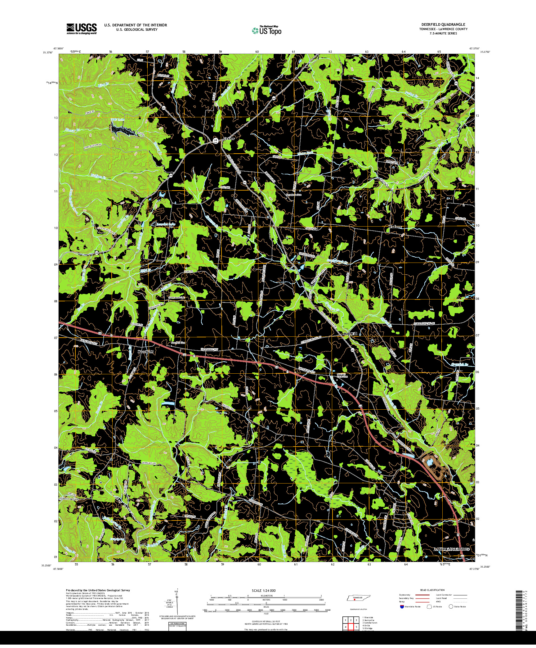 USGS US TOPO 7.5-MINUTE MAP FOR DEERFIELD, TN 2019