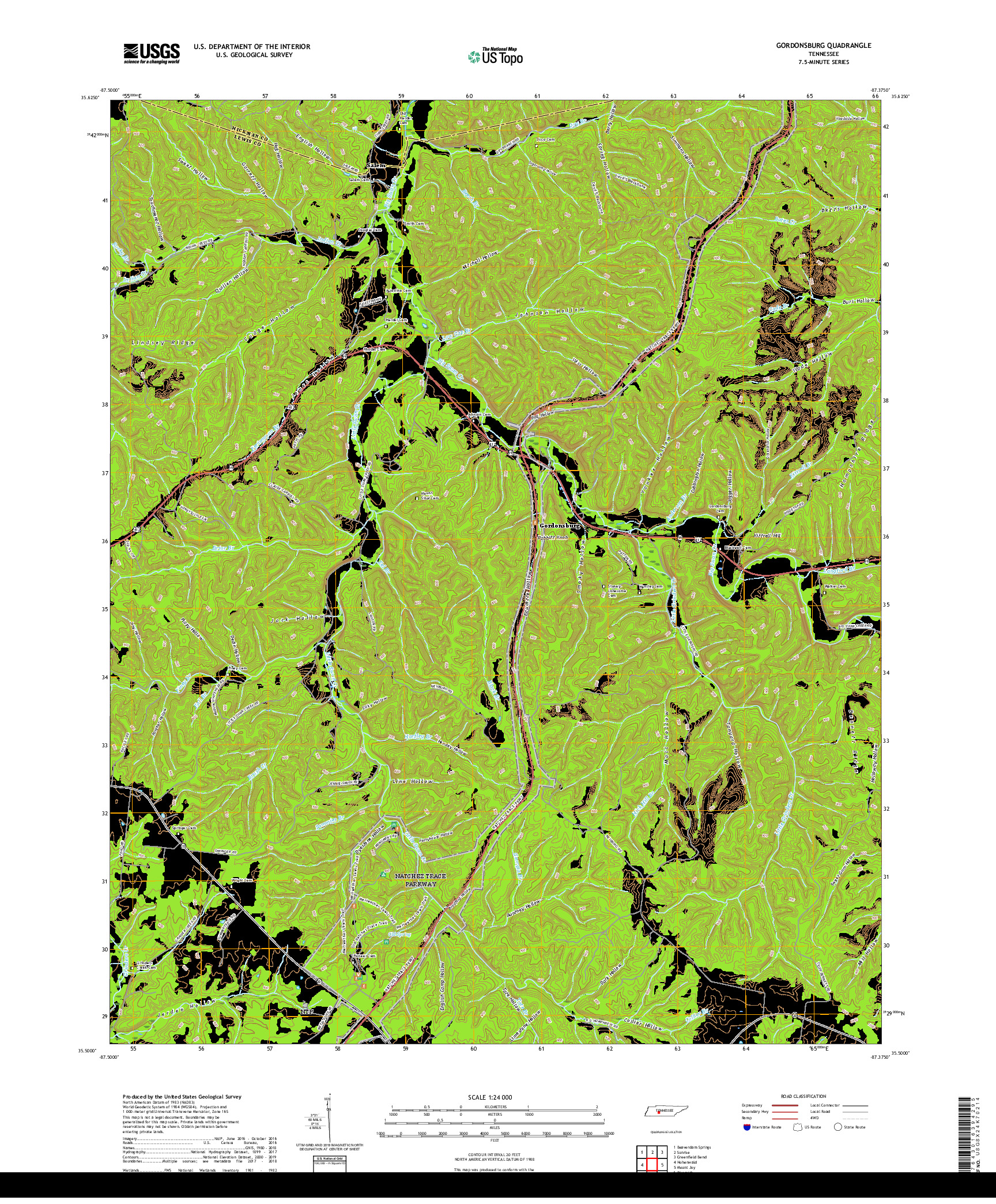 USGS US TOPO 7.5-MINUTE MAP FOR GORDONSBURG, TN 2019