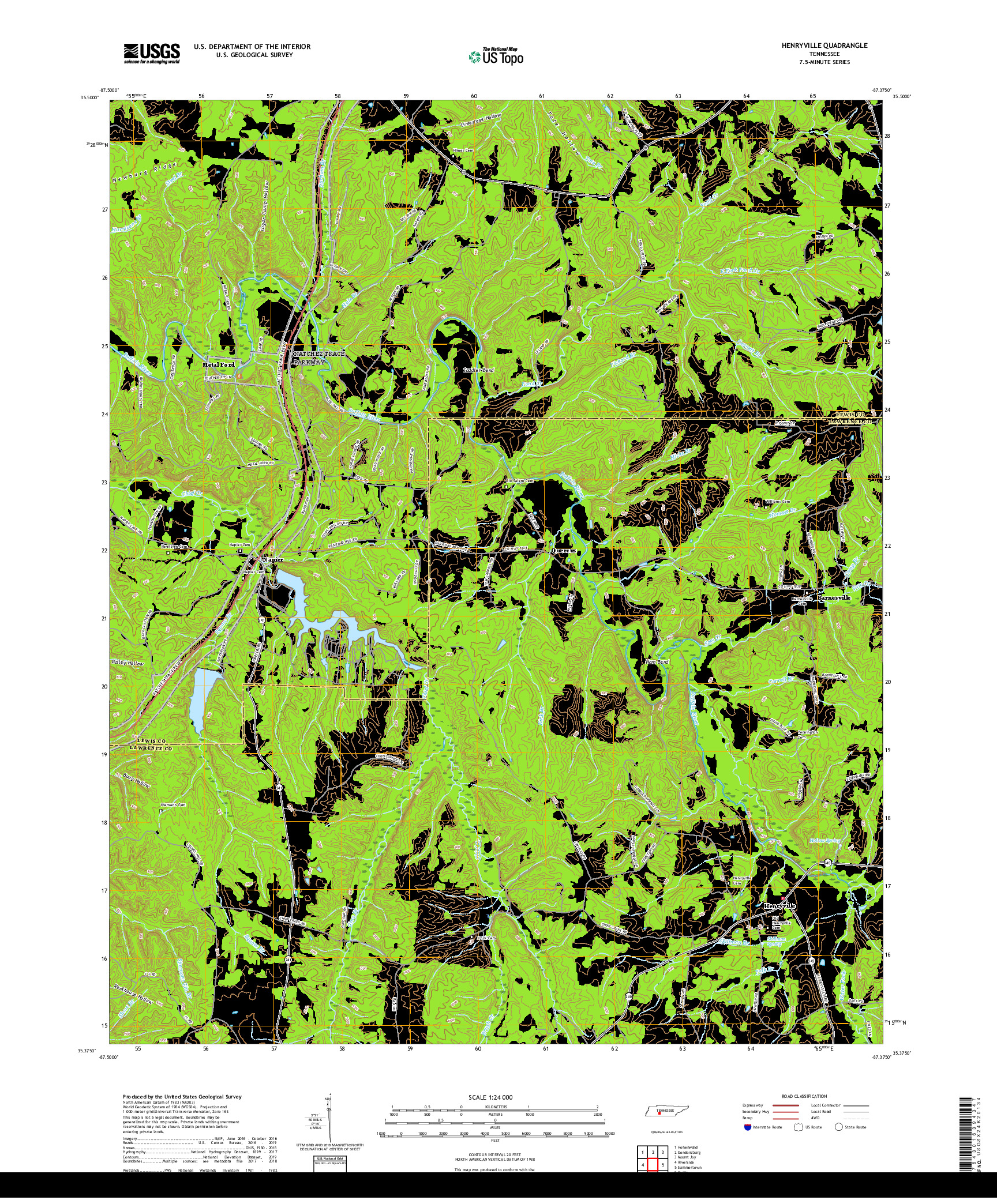 USGS US TOPO 7.5-MINUTE MAP FOR HENRYVILLE, TN 2019
