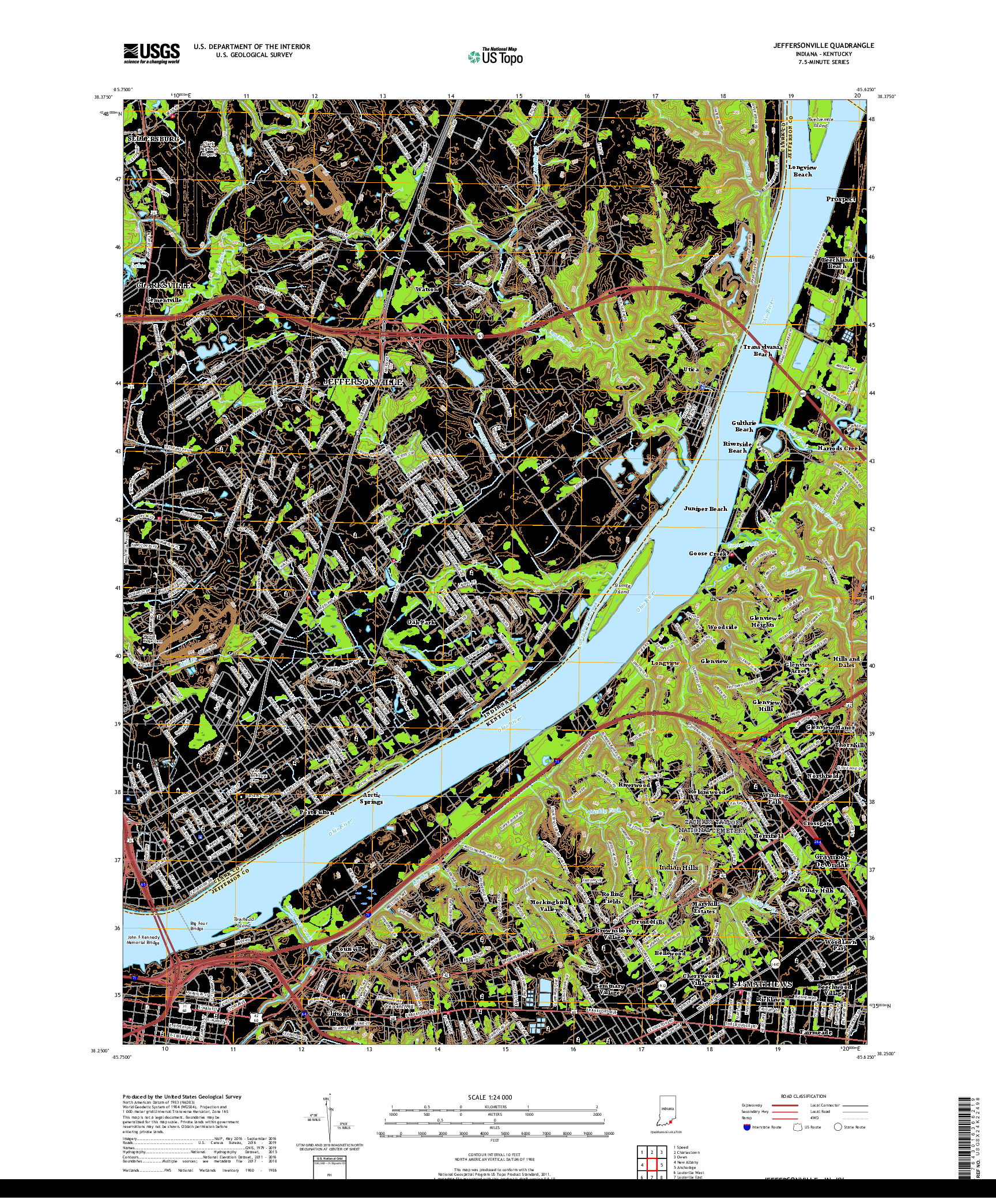 USGS US TOPO 7.5-MINUTE MAP FOR JEFFERSONVILLE, IN,KY 2019