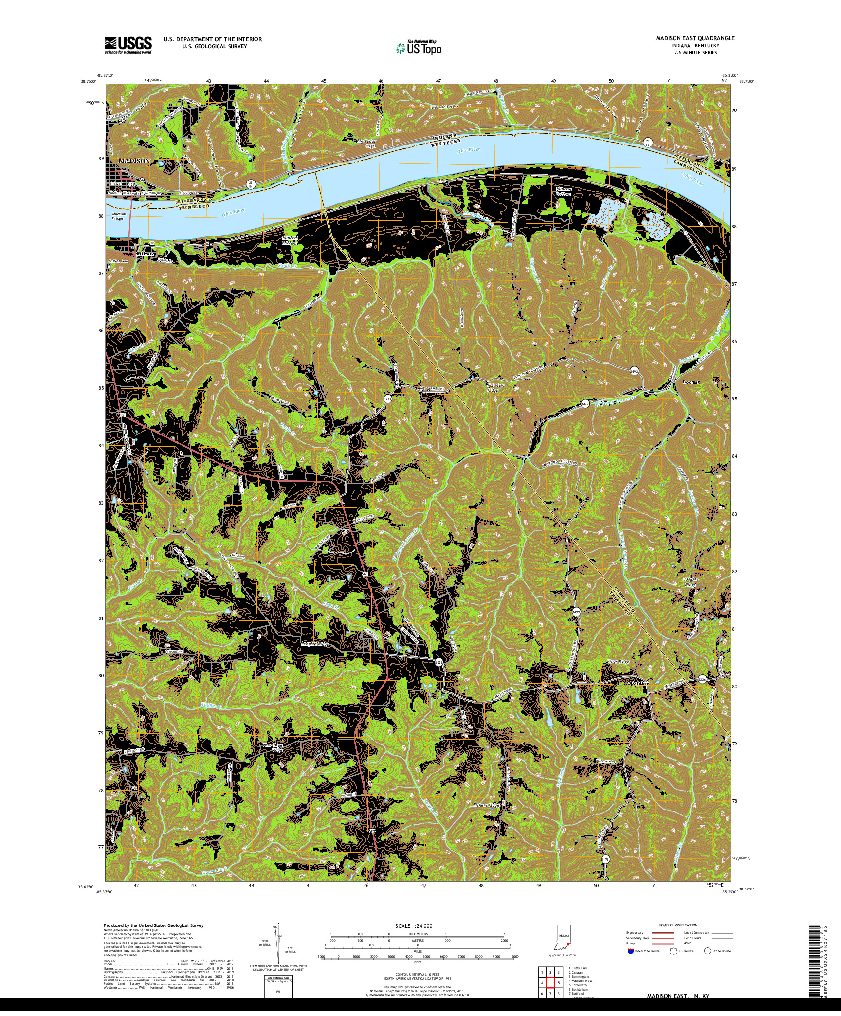 USGS US TOPO 7.5-MINUTE MAP FOR MADISON EAST, IN,KY 2019