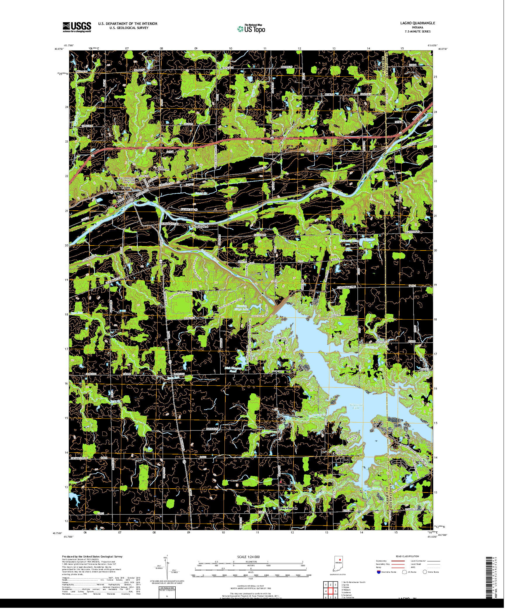 USGS US TOPO 7.5-MINUTE MAP FOR LAGRO, IN 2019