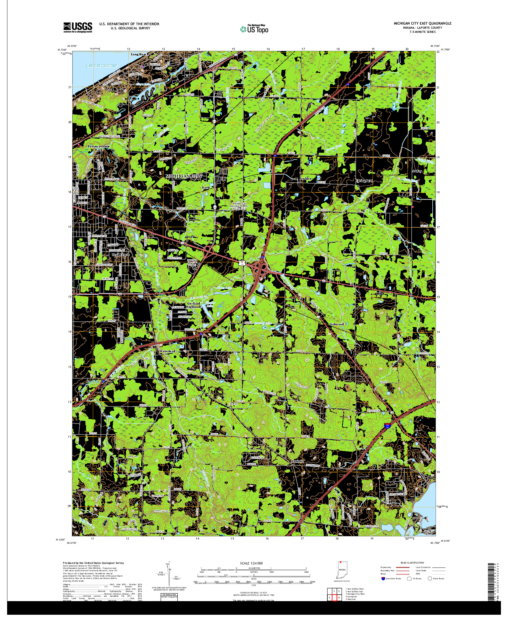 USGS US TOPO 7.5-MINUTE MAP FOR MICHIGAN CITY EAST, IN 2019